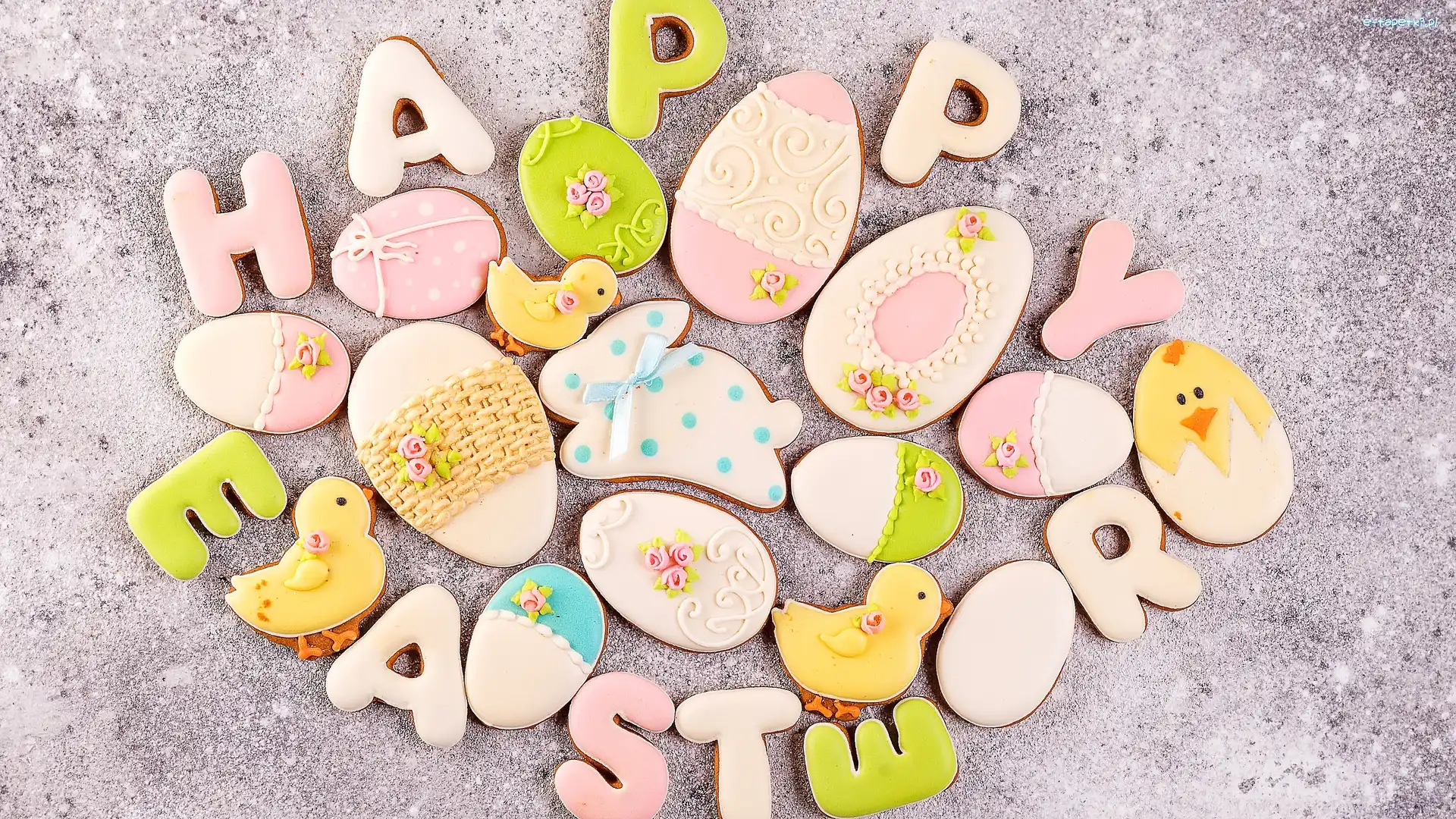 Wielkanoc, Happy Easter, Napis, Ciasteczka