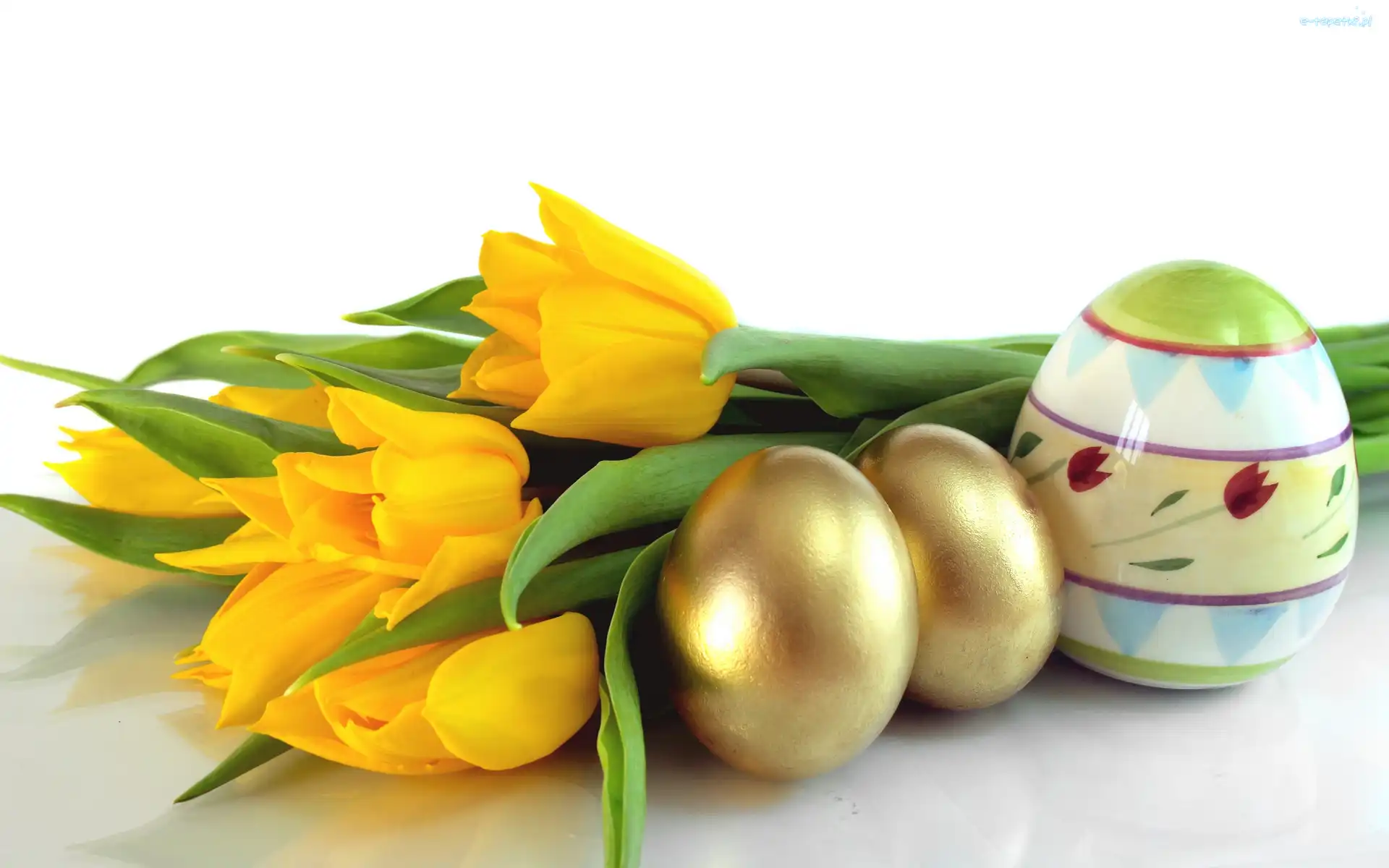 Kwiaty, Żółte, Tulipany, Wielkanoc, Pisanki, Kolorowe