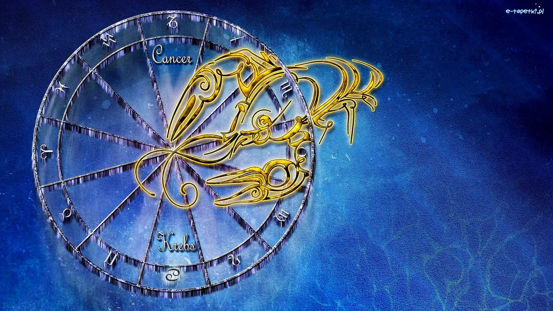 Znak zodiaku, Grafika, Rak, Tło, Niebieskie
