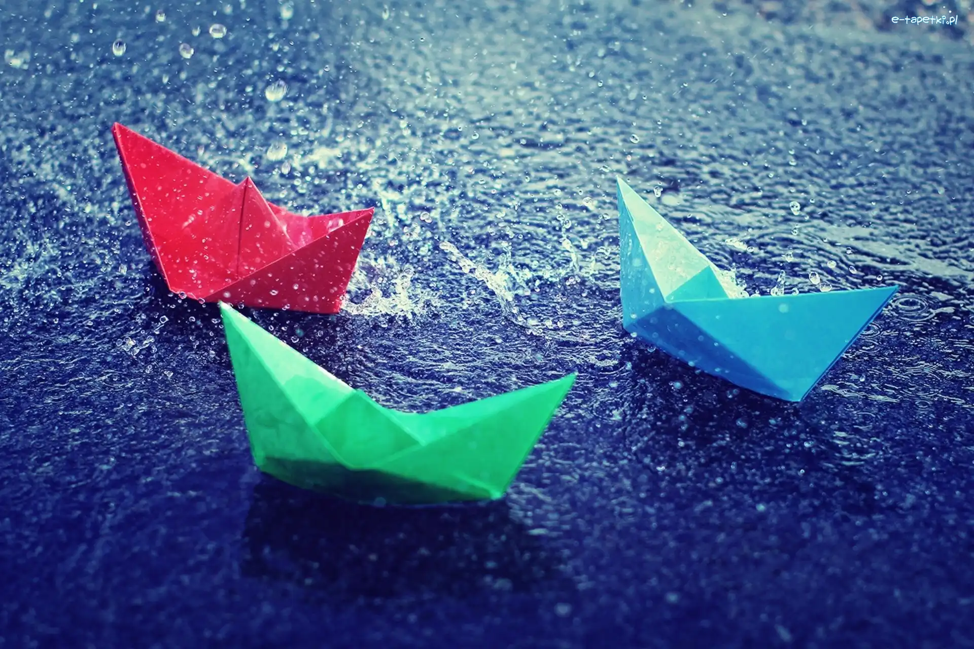 Kolorowe, Łódki, Papierowe, Deszcz, Origami