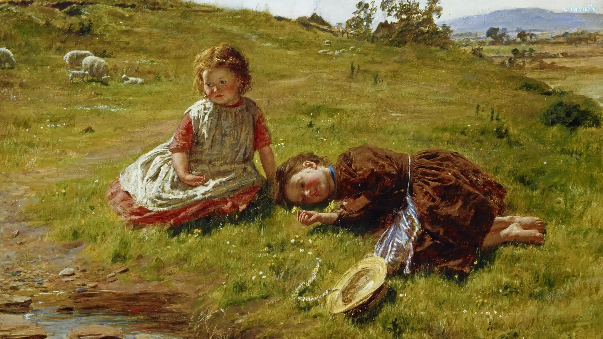 Malarstwo, William McTaggart, Obraz, Dziewczynki, Dzieci