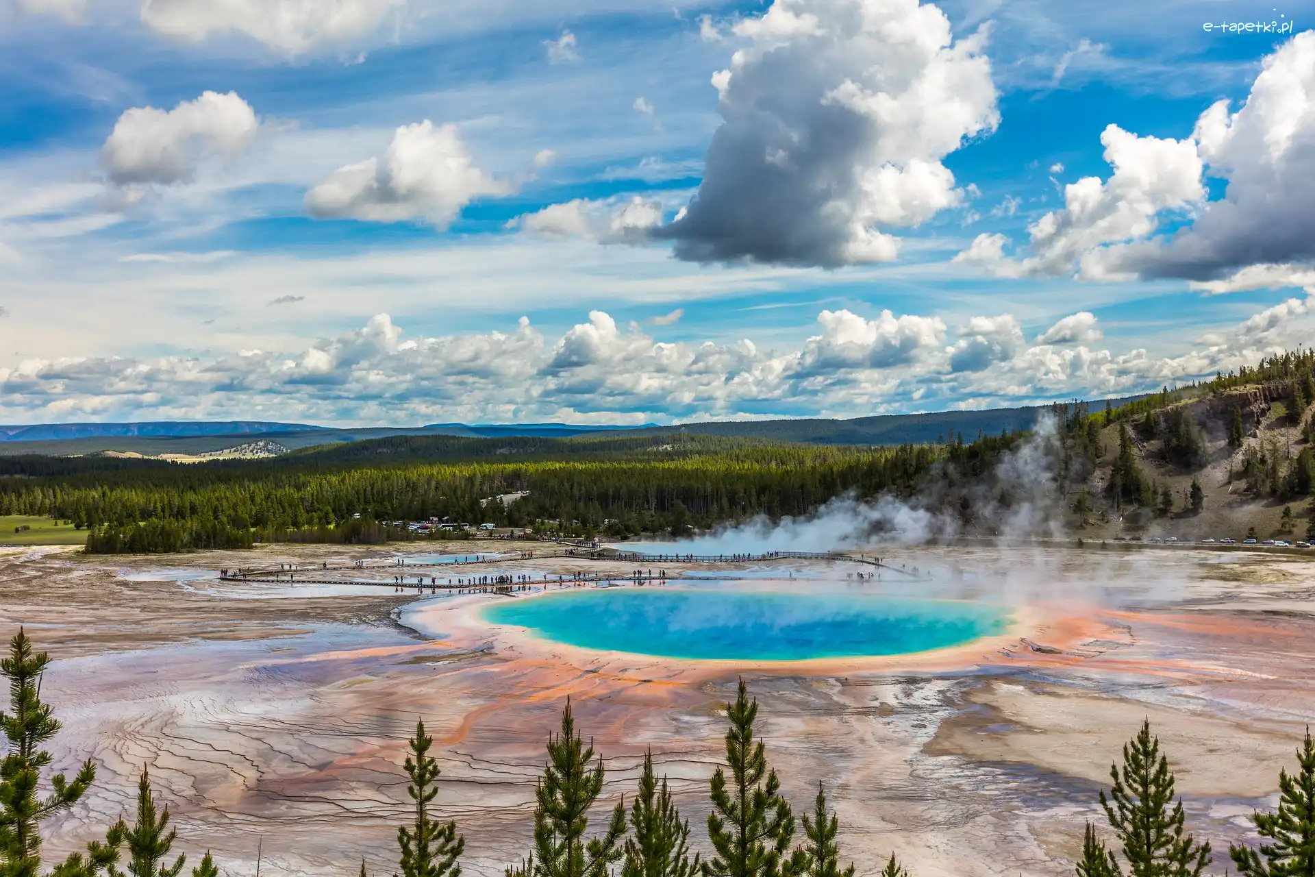 Park Narodowy Yellowstone, Grand Prismatic Spring, Jezioro, Stany Zjednoczone, Źródła, Gorące