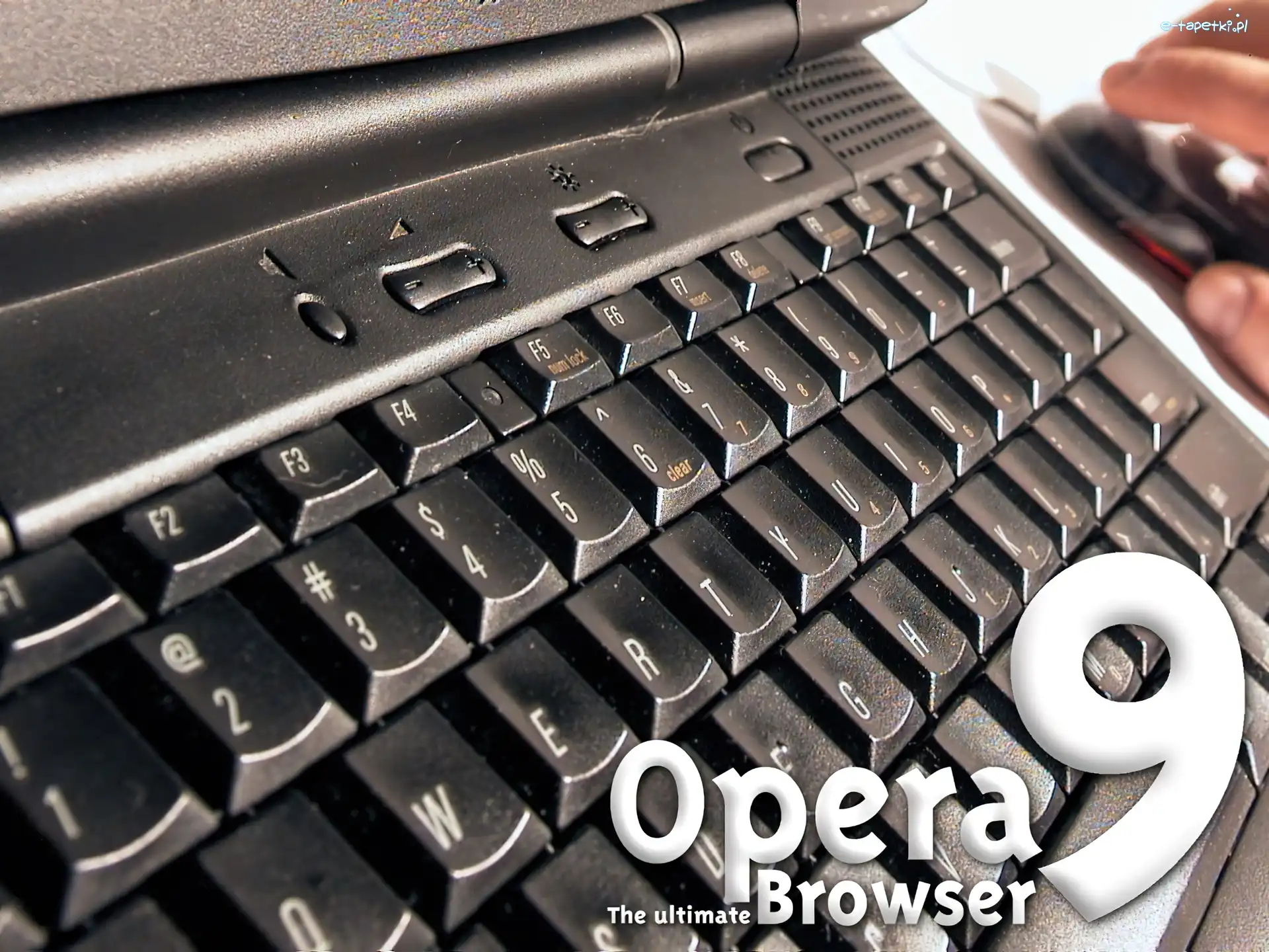 myszka, ręka, dłoń, Opera, laptop, klawiatura
