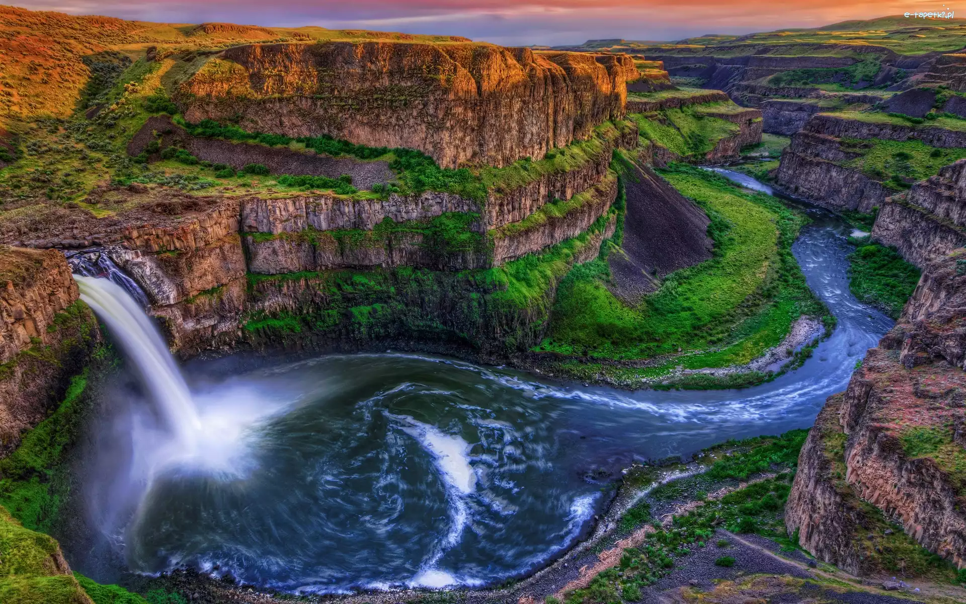 Rzeka Palouse, Skały, Wodospad Palouse, Stany Zjednoczone, Stan Waszyngton