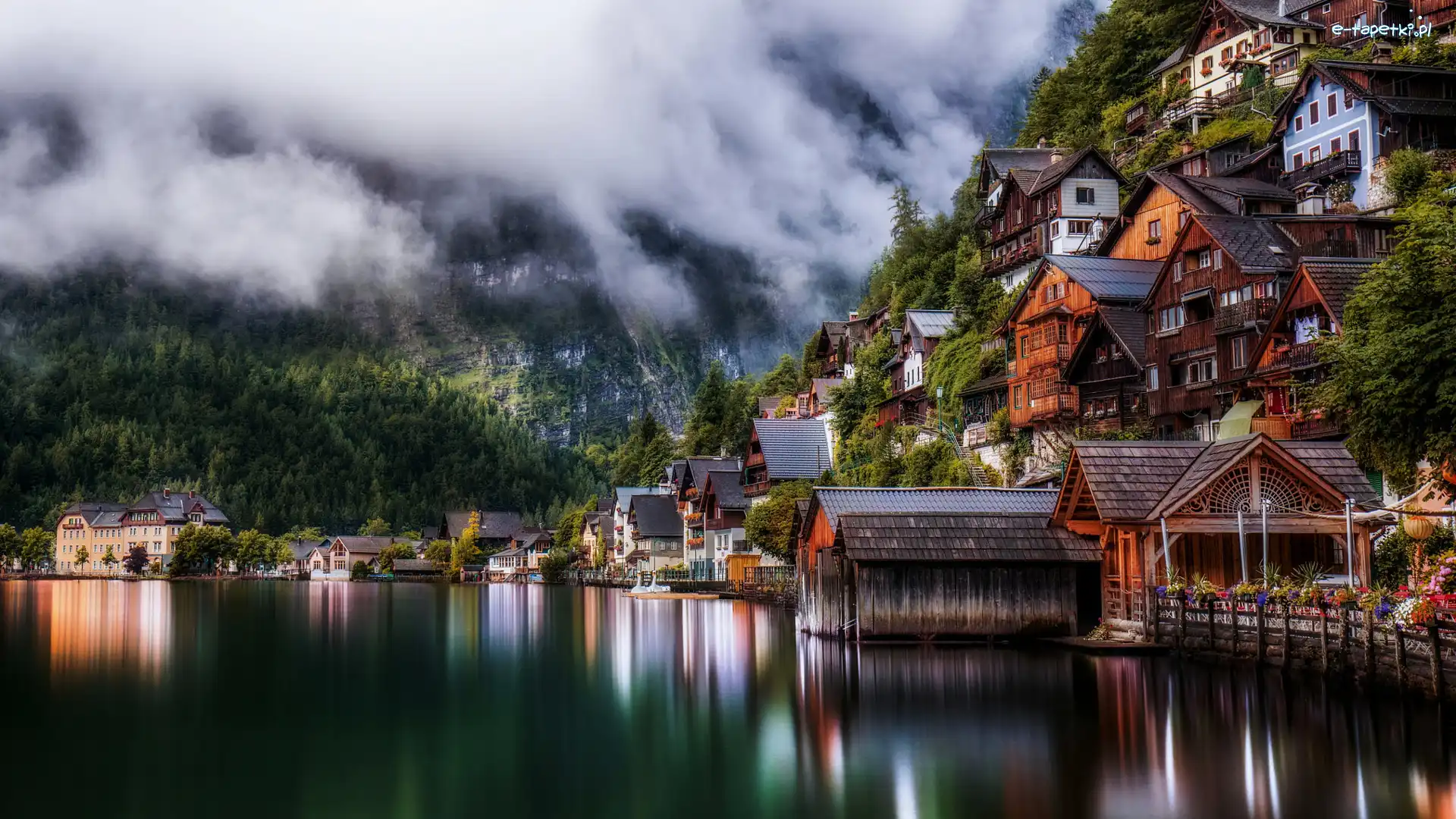Miasteczko, Domy, Hallstatt, Austria, Jezioro Hallstattersee