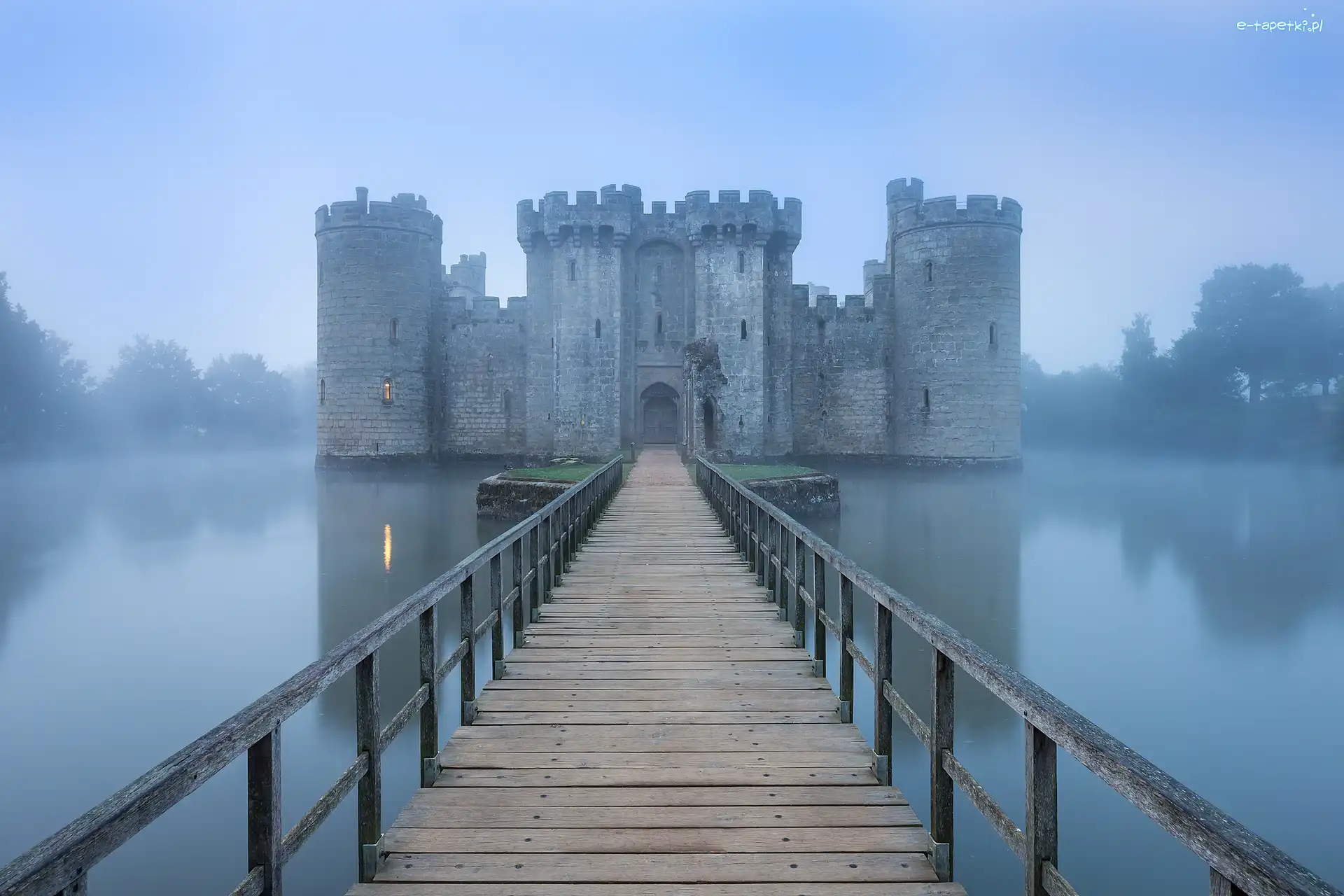 Anglia, Drewniany, Most, Bodiam Castle, Zamek Bodiam, Wieś Robertsbridge, Fosa