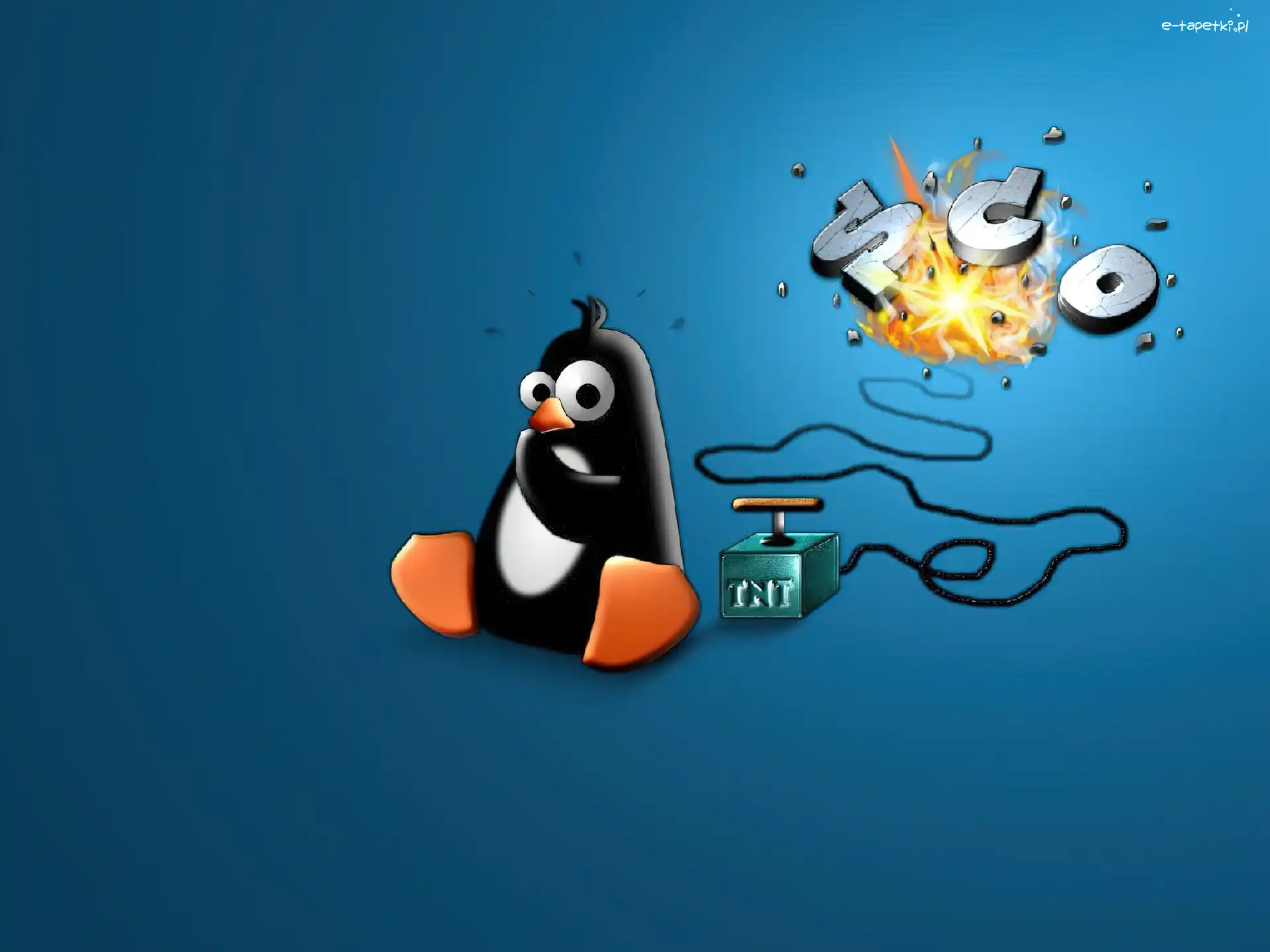 grafika, detonator, pingwin, Linux