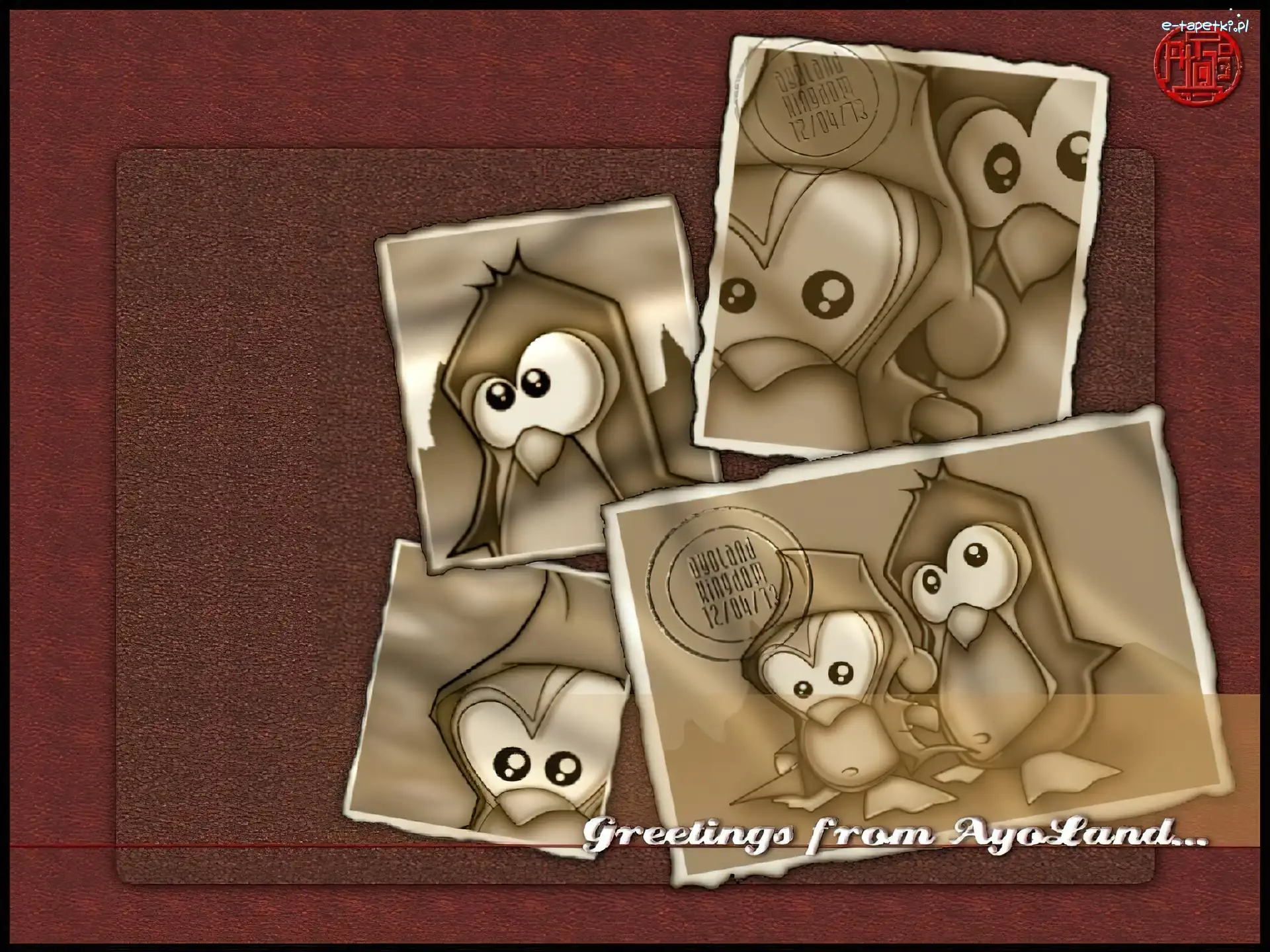 gafika, zdjęcia, sepia, Linux, oczy, pingwin