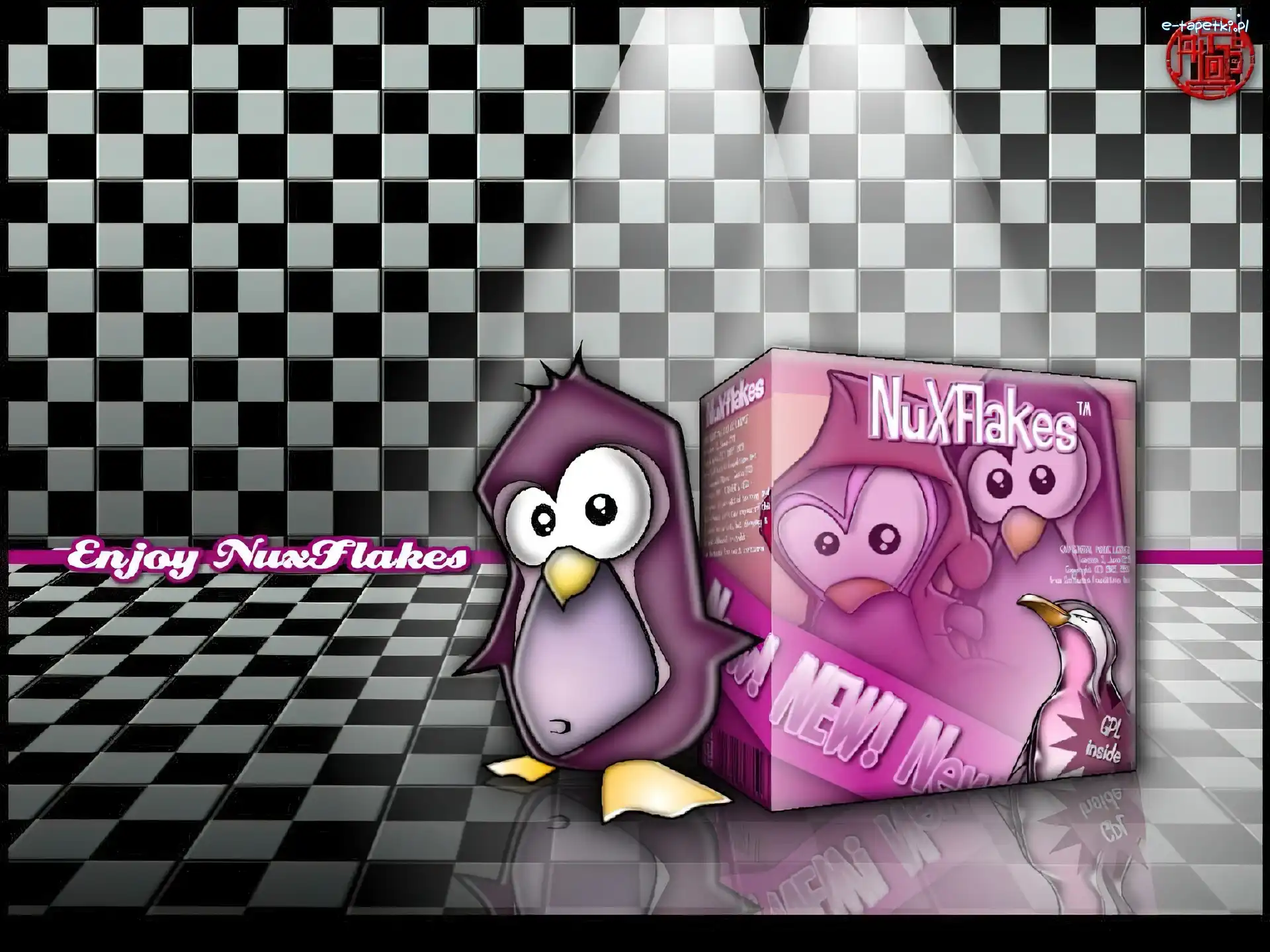 kratka, grafika, pingwin, Linux