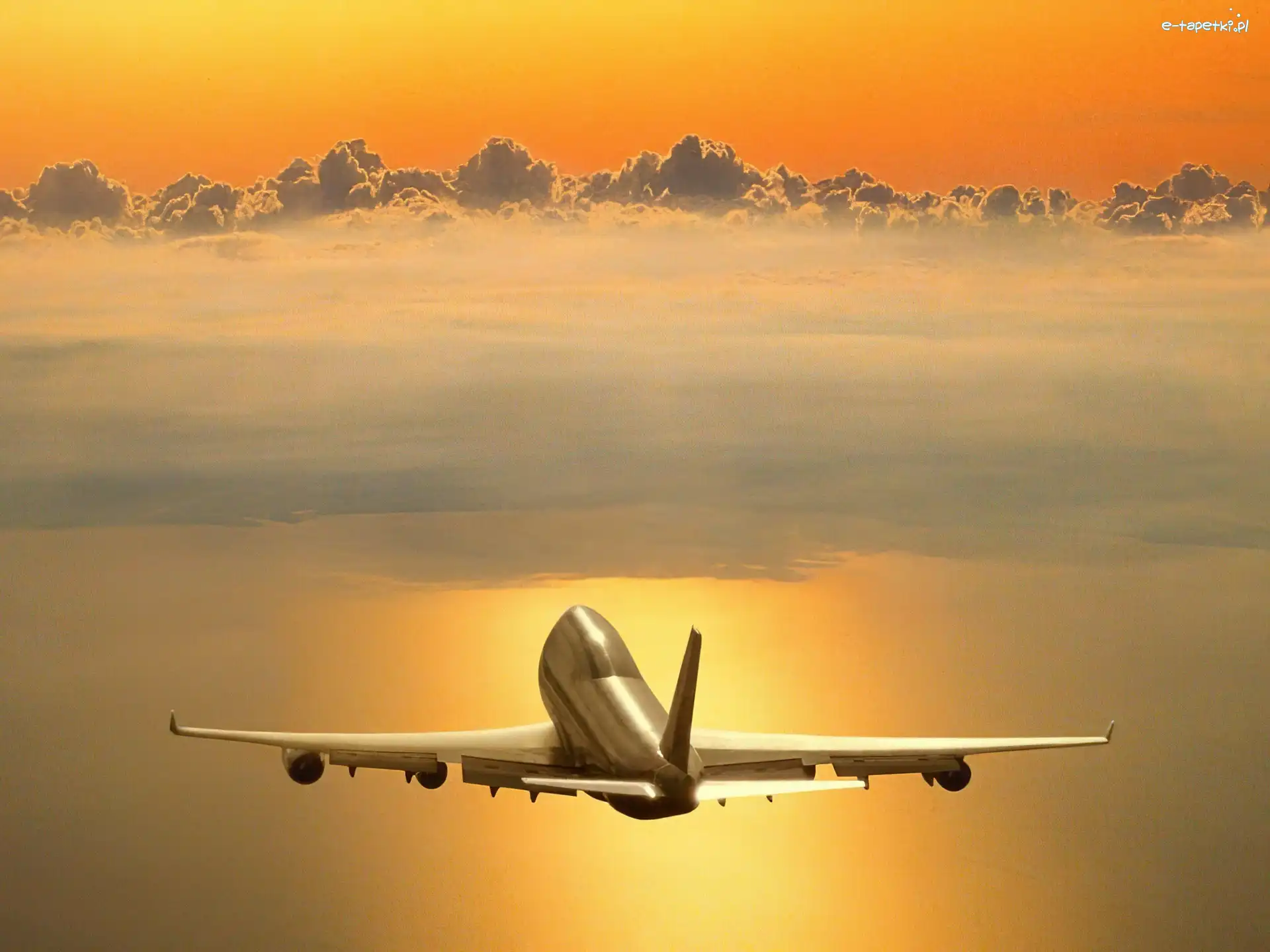 Pasażerski, Boeing 747, Chmura, Samolot