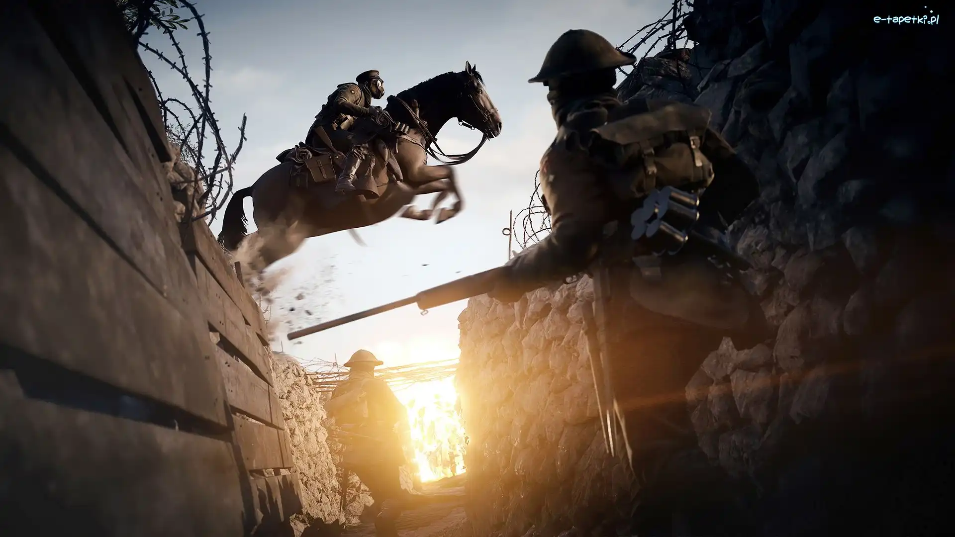 Gra, Okopy, Battlefield 1, Koń, Żołnierz