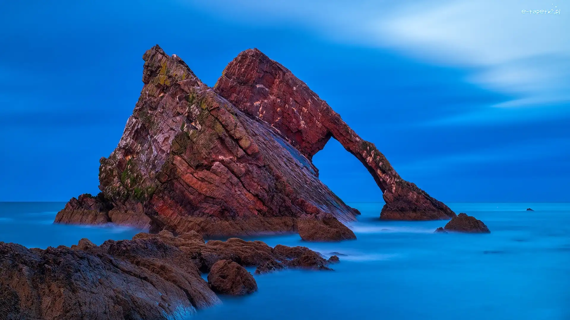 Morze, Bow Fiddle Rock, Skały, Szkocja, Portknockie