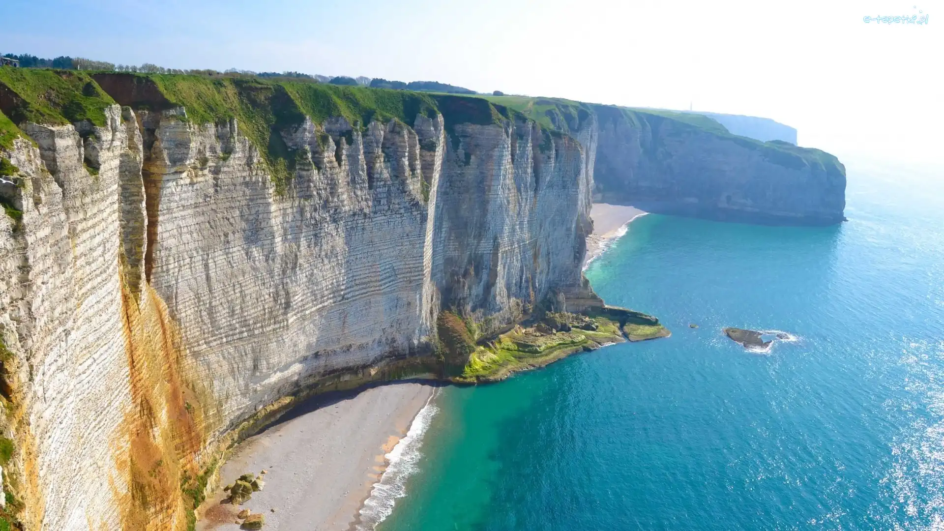Normandia, Plaża, Etretat, Francja, Morze, Klif