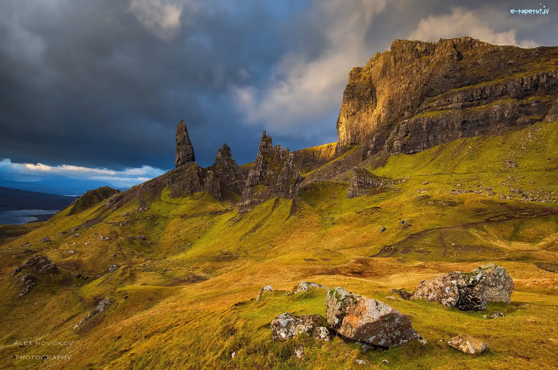 Szkocja, Skały, Ciemne, Wzgórze The Storr, Półwysep Trotternish, Wyspa Skye, Chmury