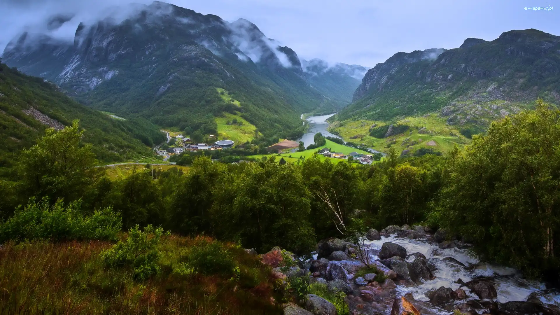 Norwegia, Dolina, Miejscowość, Rzeka, Góry, Rogaland, Gjesdal