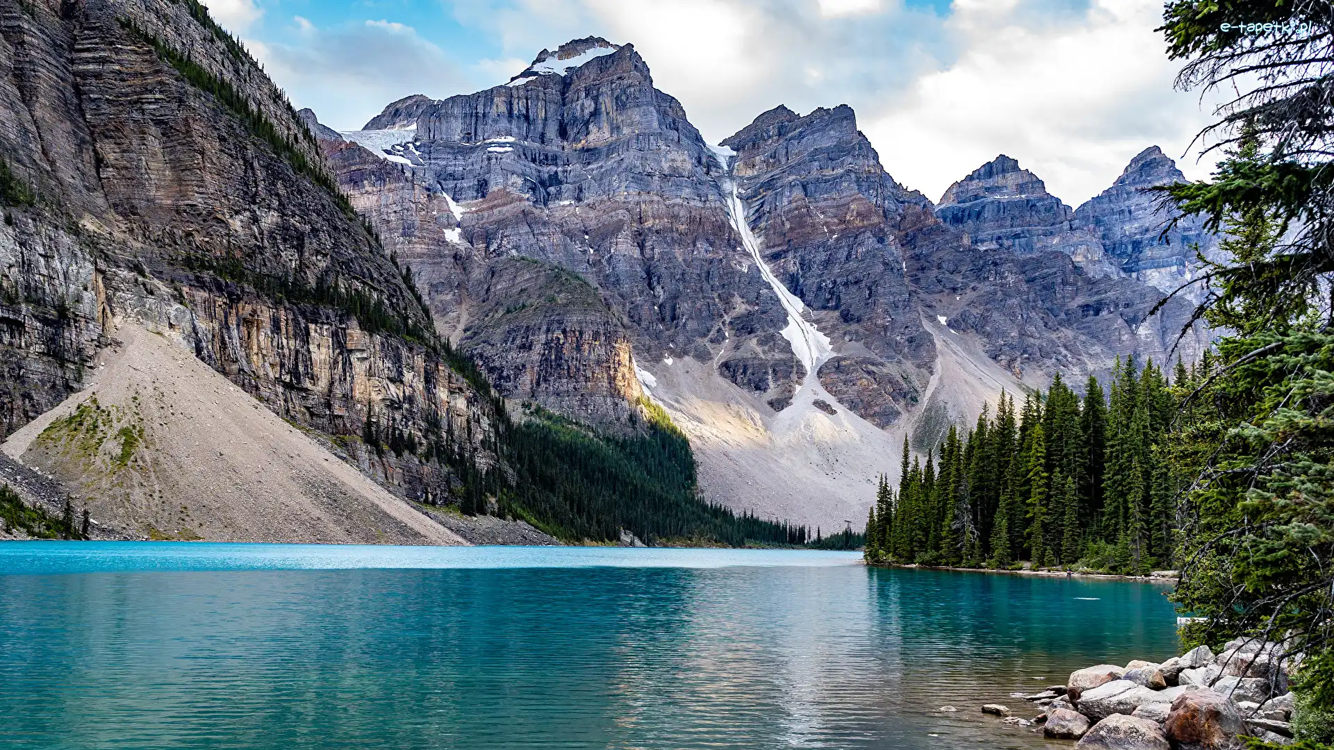 Park Narodowy Banff, Świerki, Jezioro Moraine, Kanada, Las, Góry