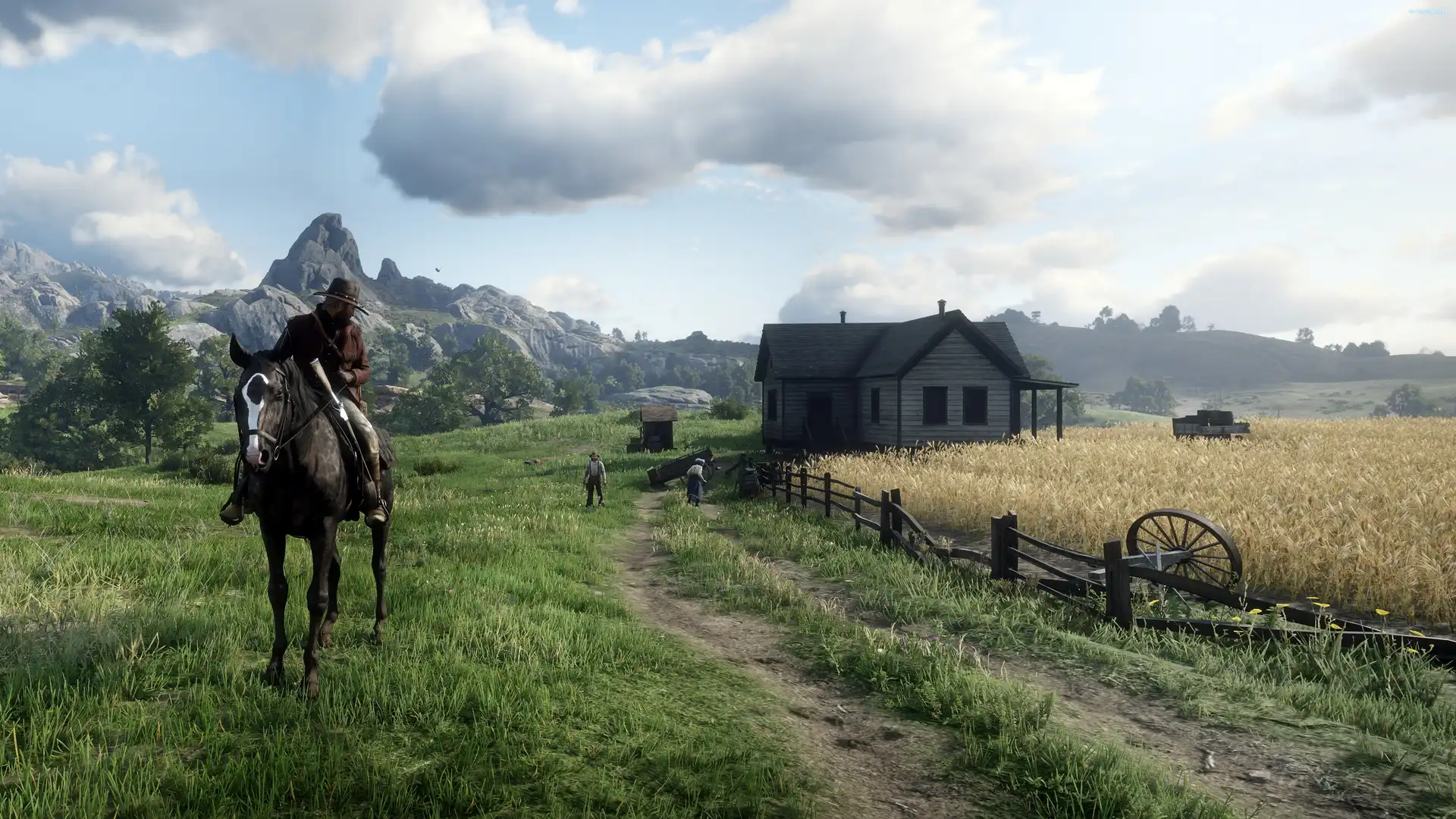 Dom, Kowboj, Arthur Morgan, Red Dead Redemption 2, Gra, Pole, Farma