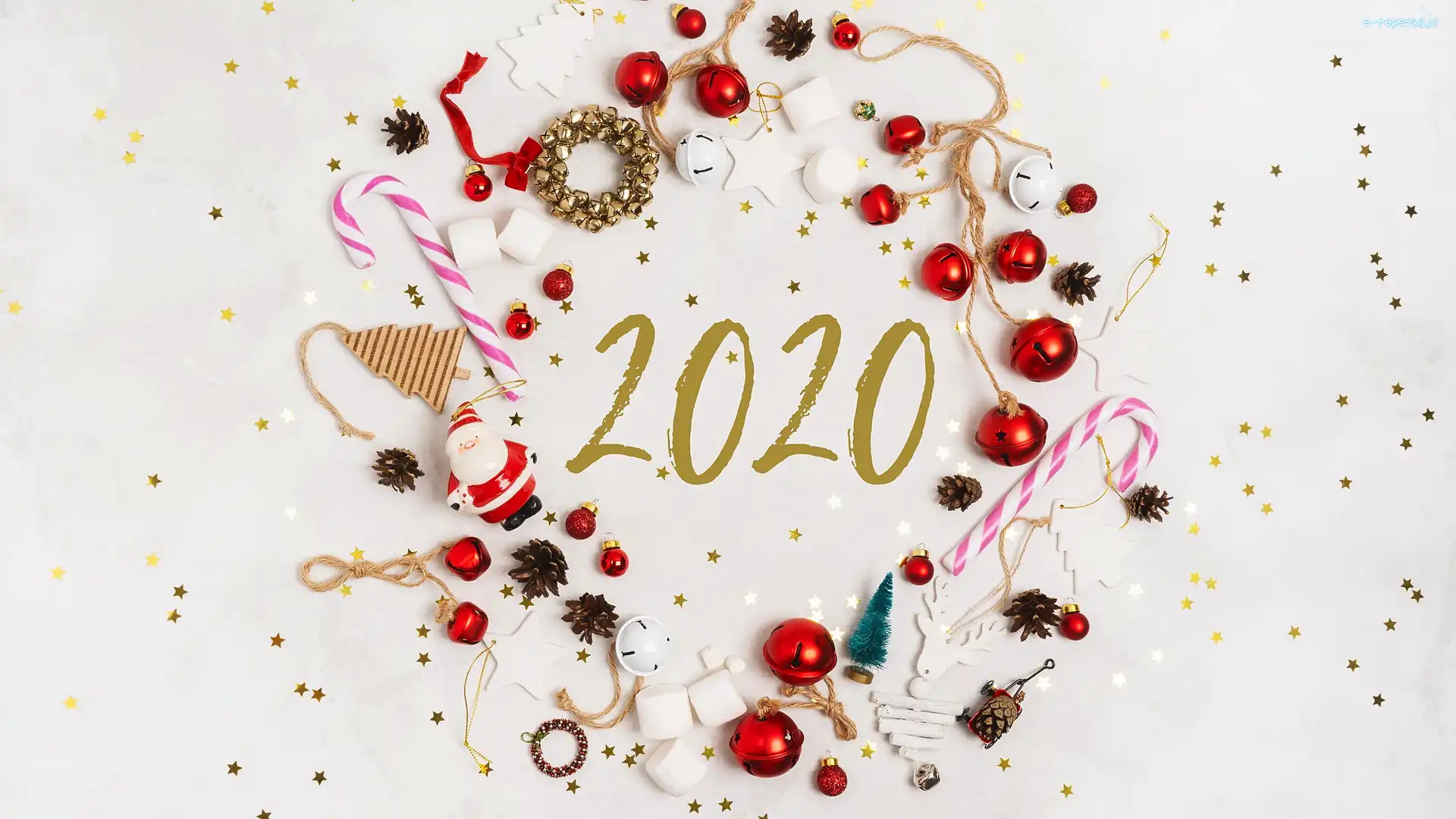 Nowy, Choinkowe, Tło, Białe, Sylwester, Rok, 2020, Ozdoby