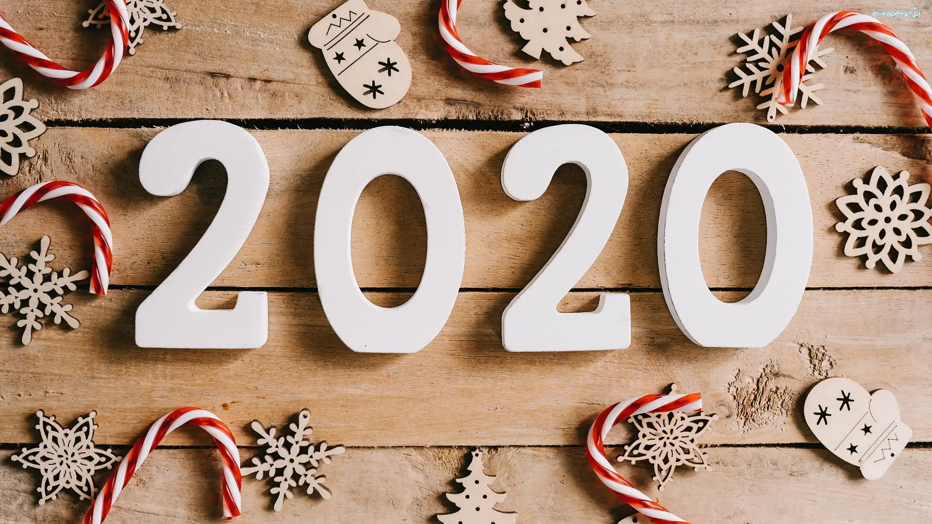 Deski, 2020, Śnieżynki, Cyfry, Nowy Rok, Ozdoby, Lizaki