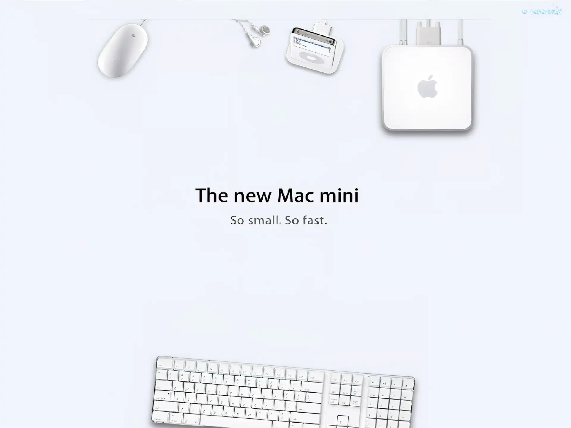 Apple, myszka, słuchawki, klawiatura, mp4