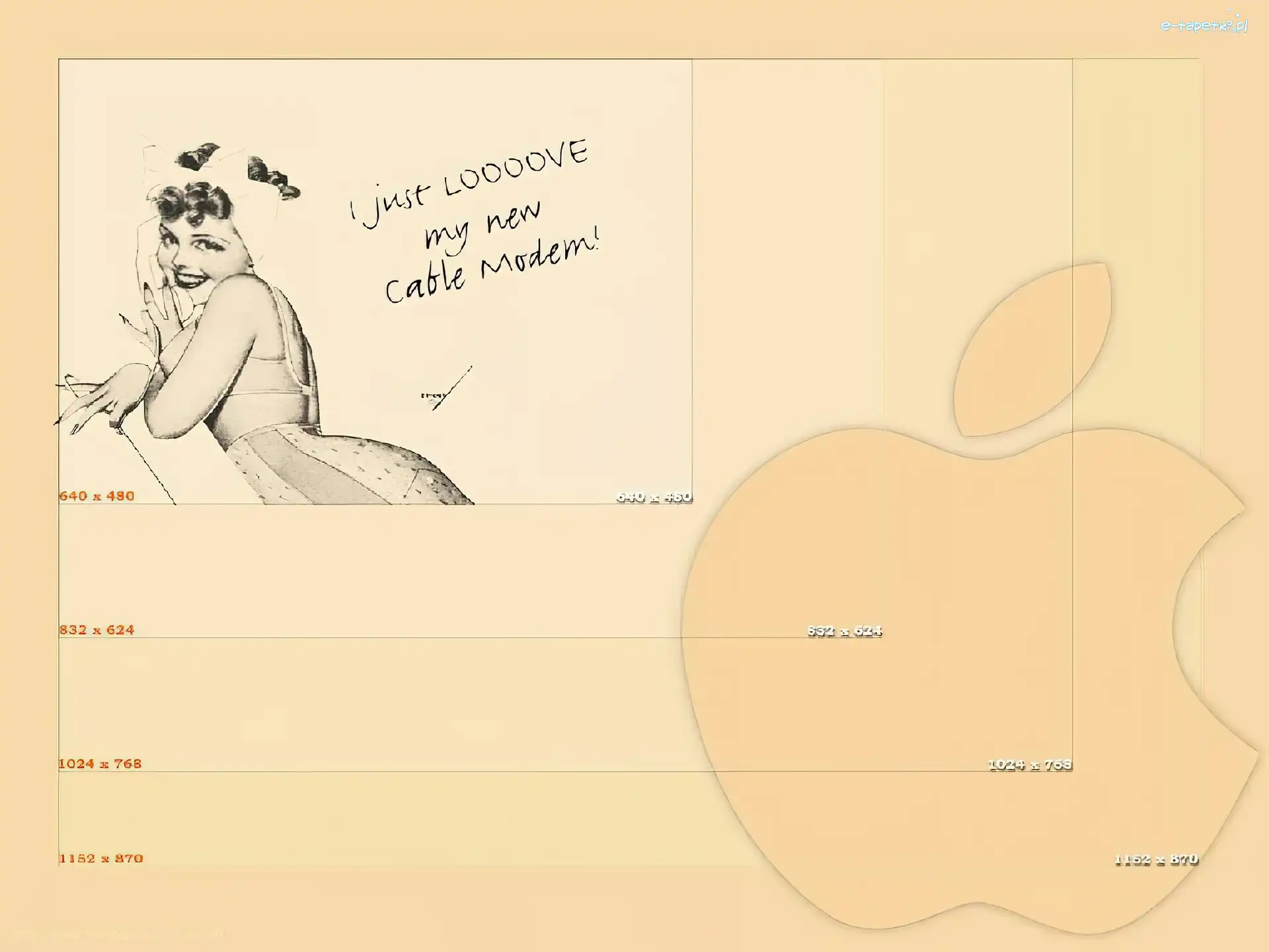 grafika, kobieta, jabłko, Apple