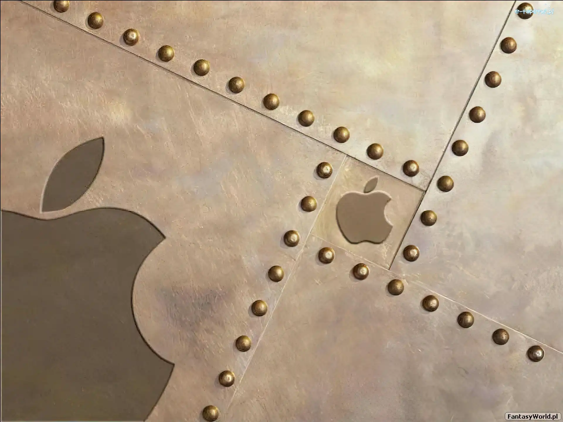 grafika, metal, jabłko, Apple