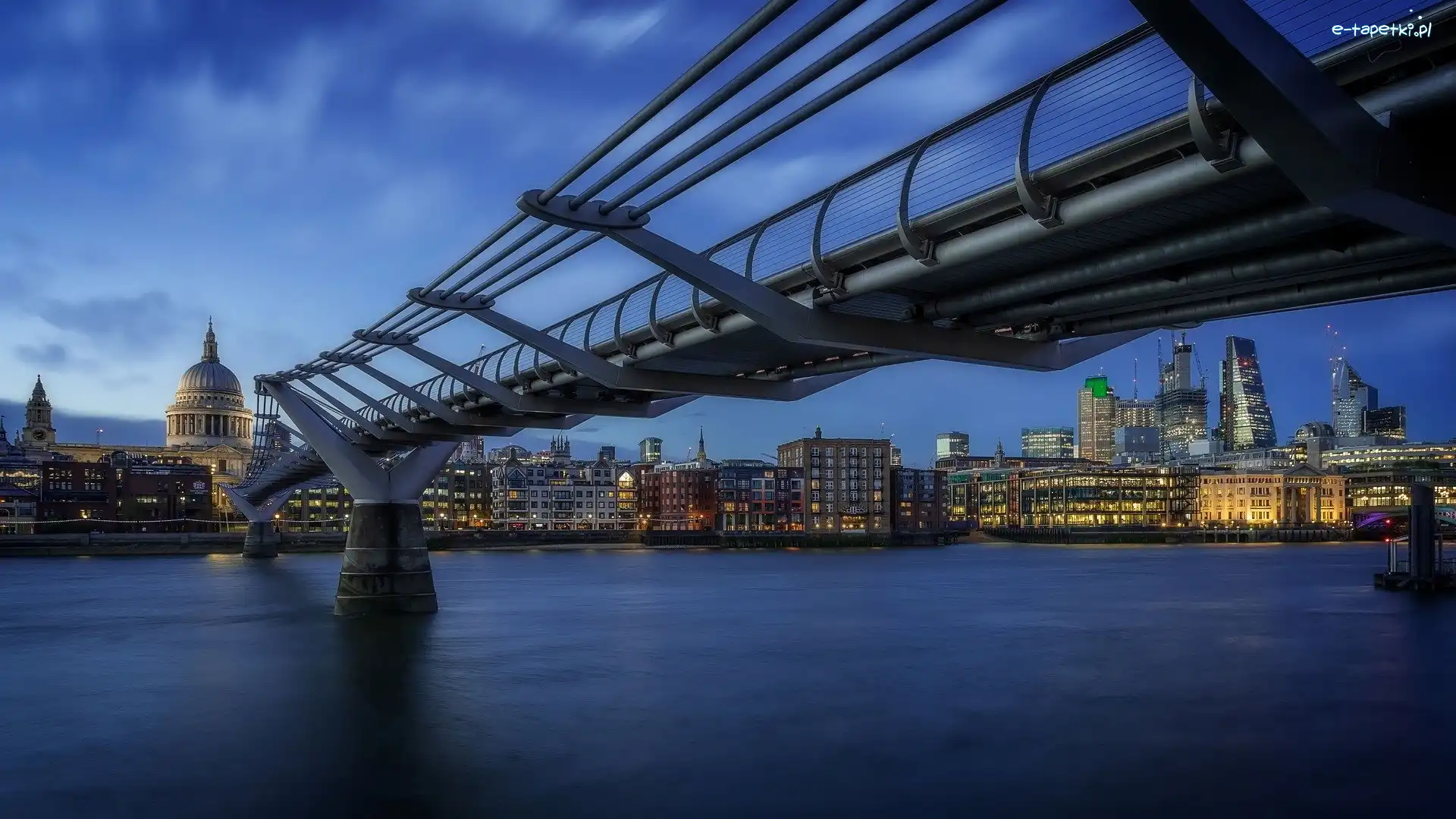 Londyn, Rzeka Tamiza, Domy, Anglia, Millennium Bridge, Most