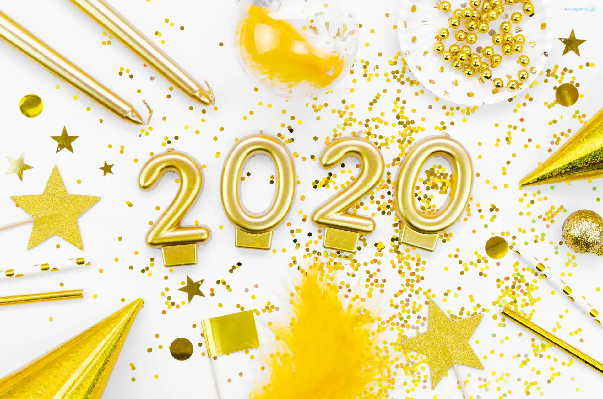 Ozdoby, 2020, Świeczki, Cyfry, Nowy Rok, Gwiazdki, Koraliki