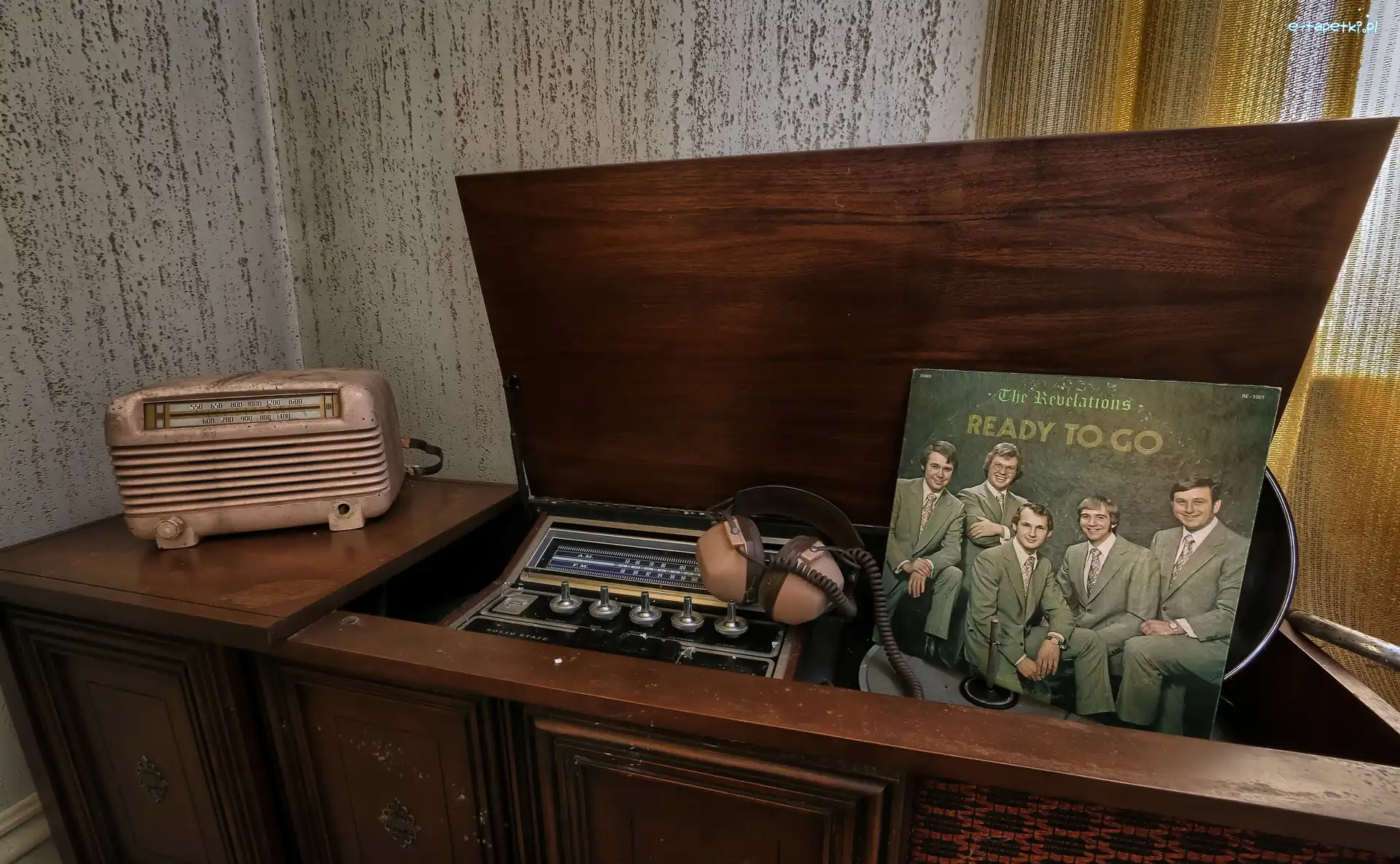 Słuchawki, Radio, Płyta winylowa, Antyki, Stare, Muzyka