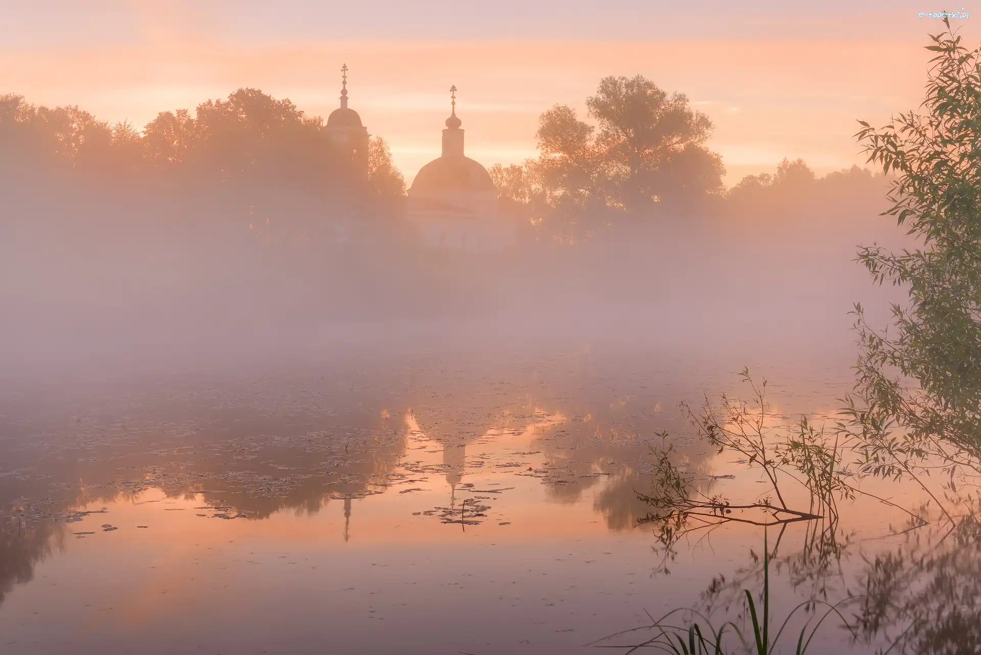 Mgła, Staw, Cerkiew, Wschód słońca