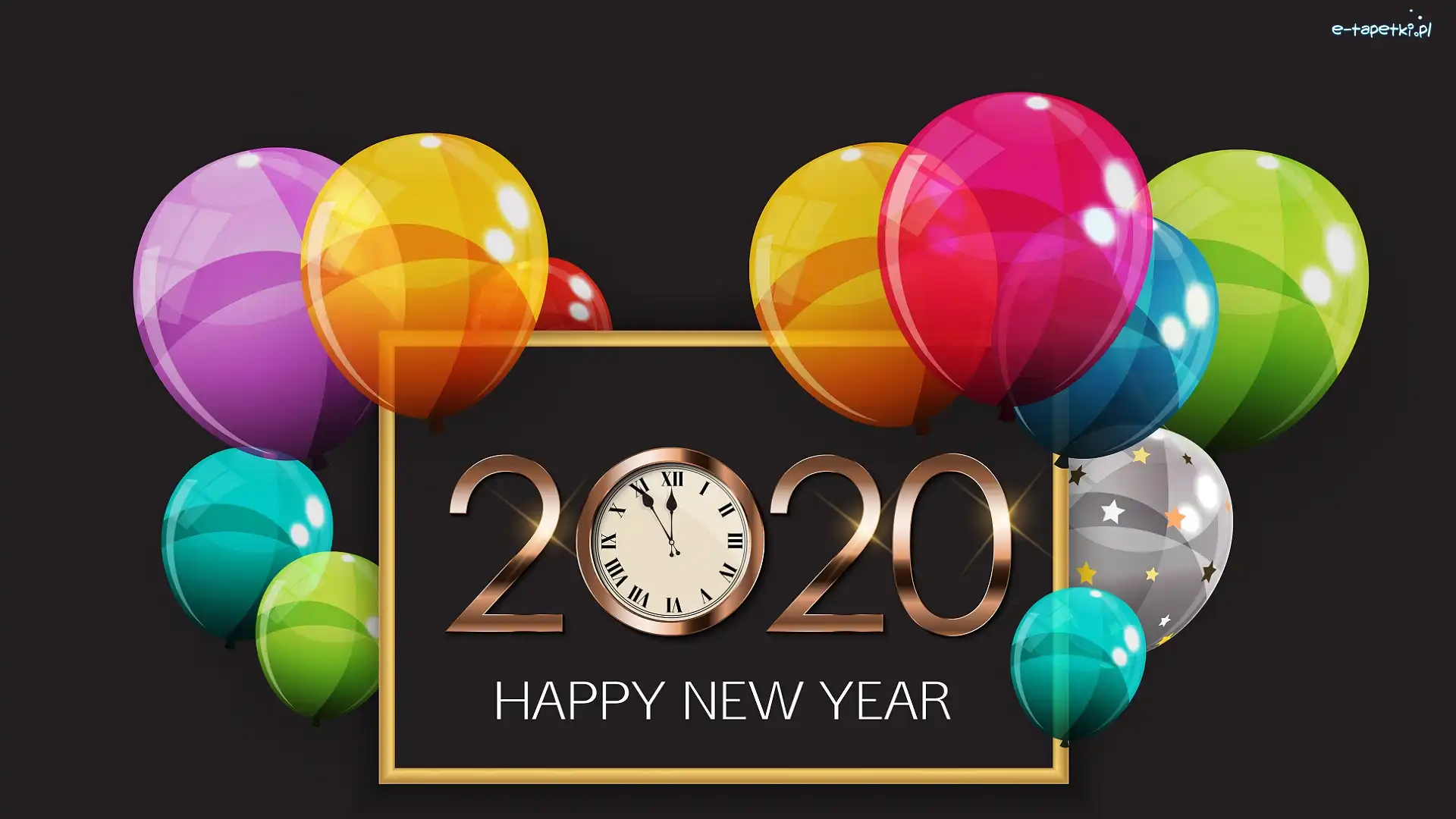 Nowy Rok, 2020, Cyfry, Zegar, Balony