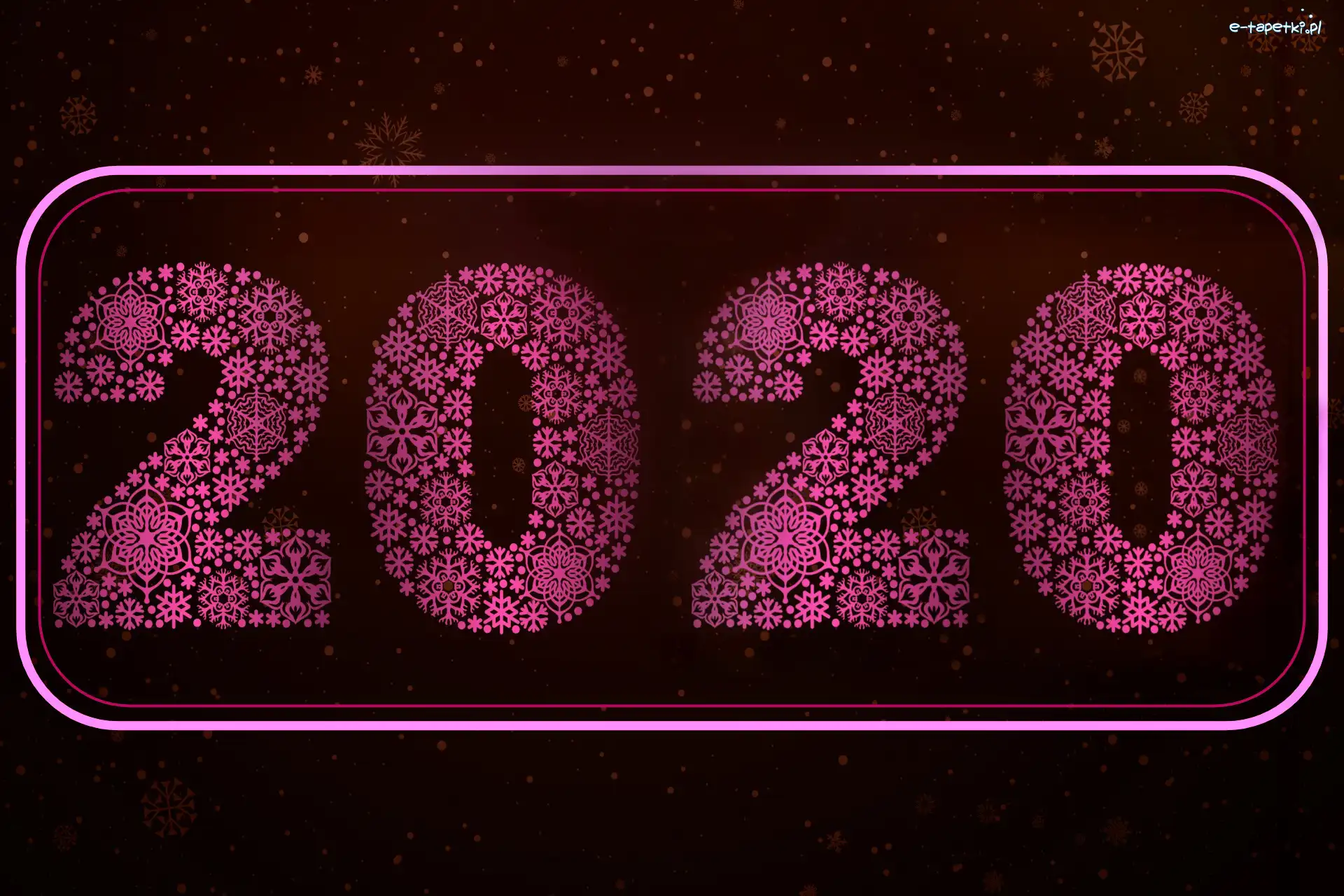 Grafika, 2020, Nowy Rok, Cyfry, Różowe