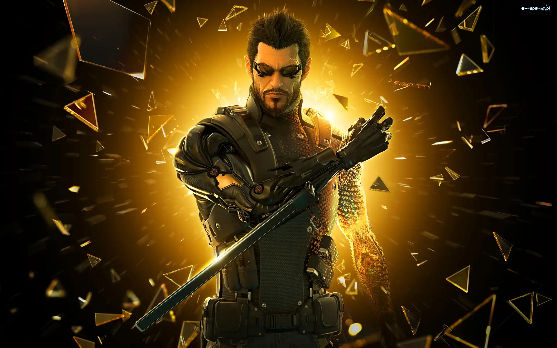 Szkła, Postać, Adam Jensen, Deus Ex Bunt ludzkości, Gra, Odłamki, Zbroja