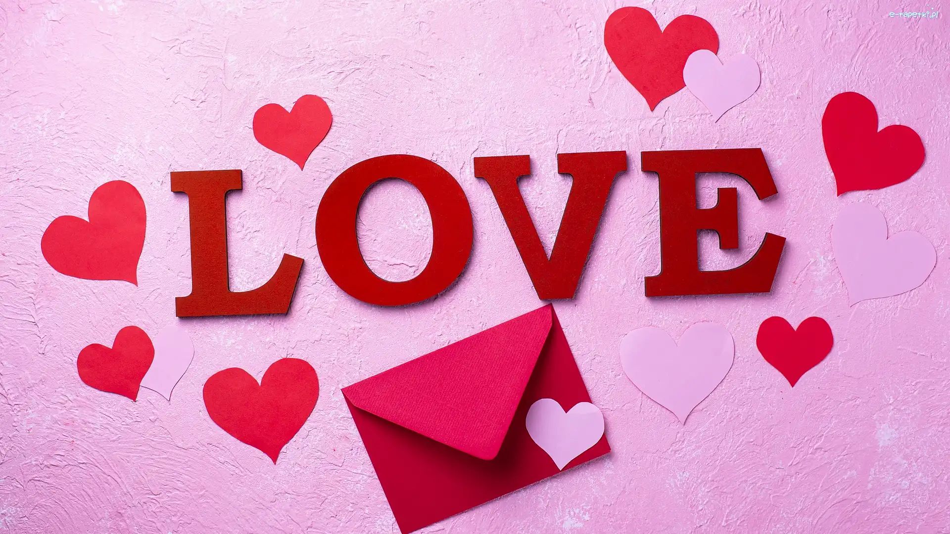 Koperta, Love, Napis, Serduszka