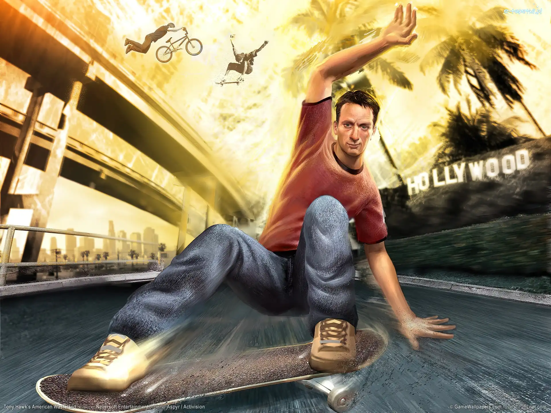 Tony Hawks, mężczyzna, deskorolka, rower, most