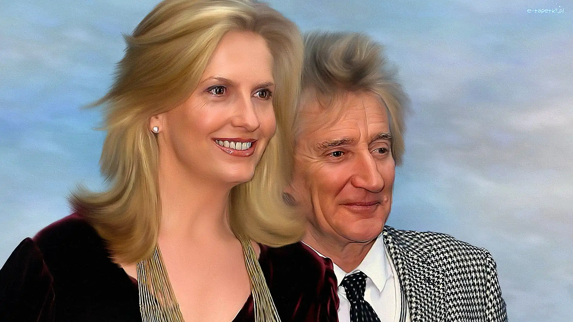 Piosenkarz, Modelka, Rod Stewart, Grafika, Penny Lancaster