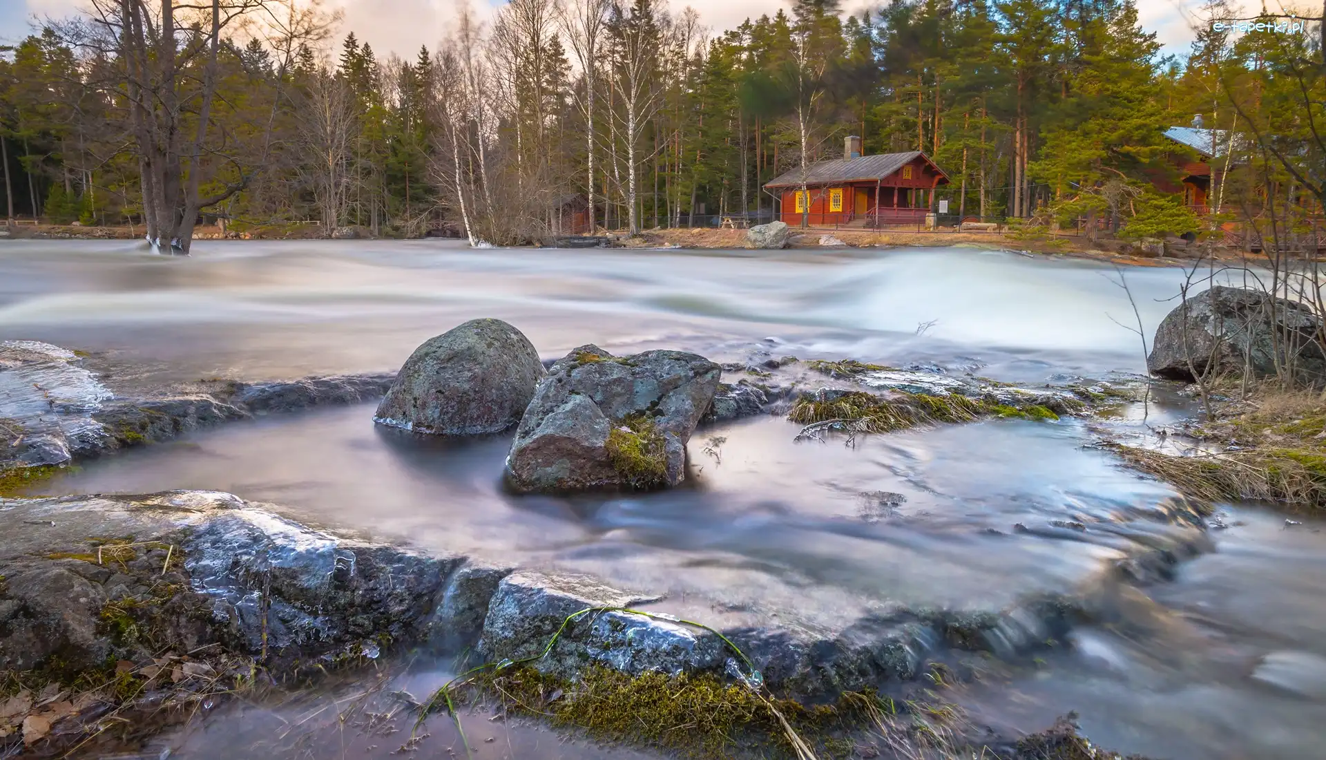 Kamienie, Las, Rzeka Kymijoki, Dom, Kotka, Finlandia