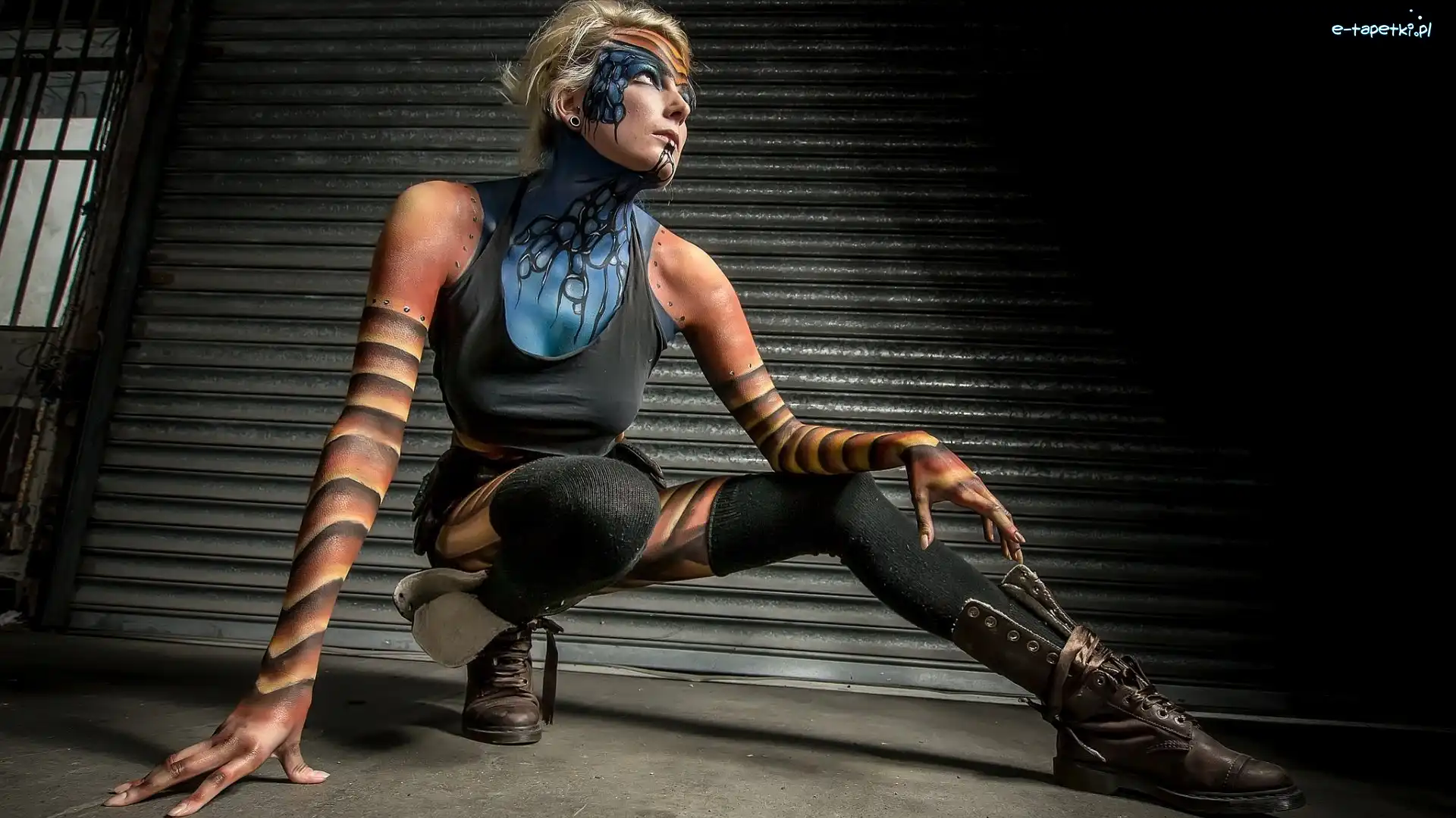 Koszulka, Malowane, Ciało, Buty, Bodypainting, Kobieta