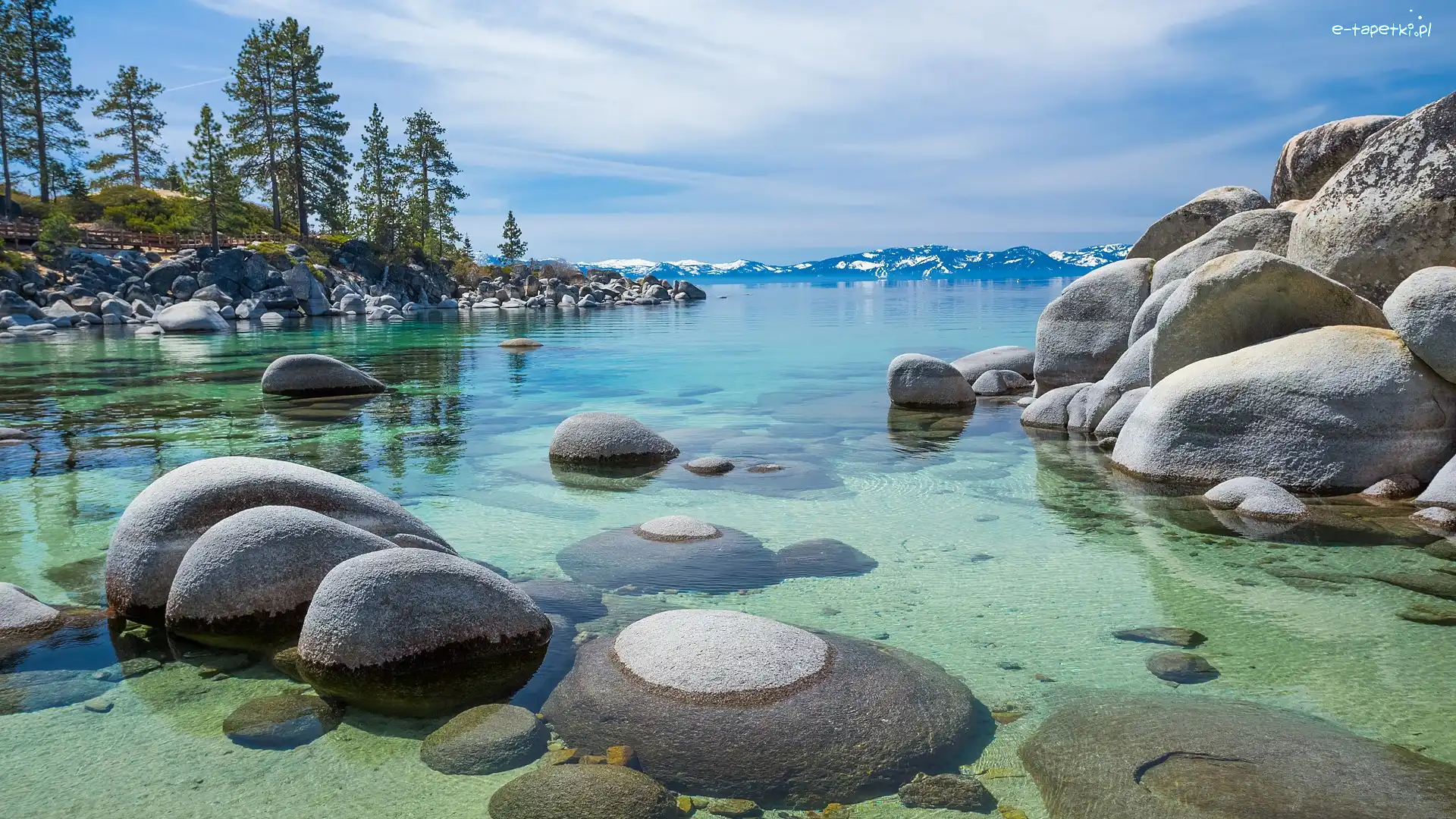 Stany Zjednoczone, Kamienie, Głazy, Tahoe Lake, Jezioro, Kalifornia, Drzewa