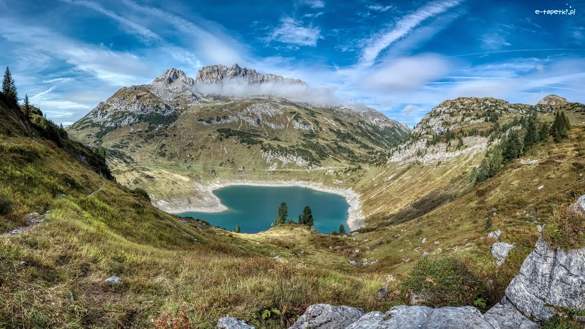Gmina Dalaas, Góry, Alpy, Austria, Dolina, Jezioro Formarinsee