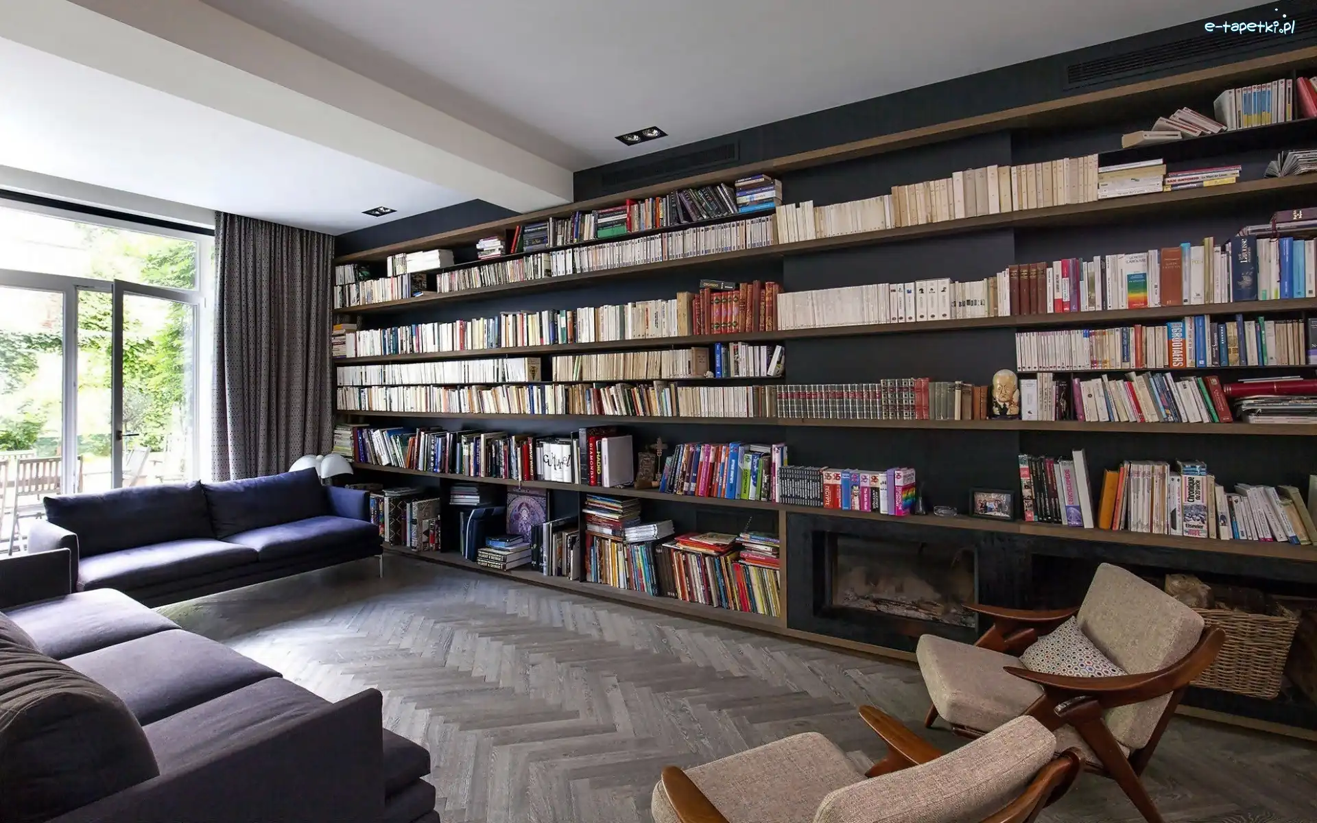Książki, Biblioteka, Regał, Okno, Domowa, Pokój