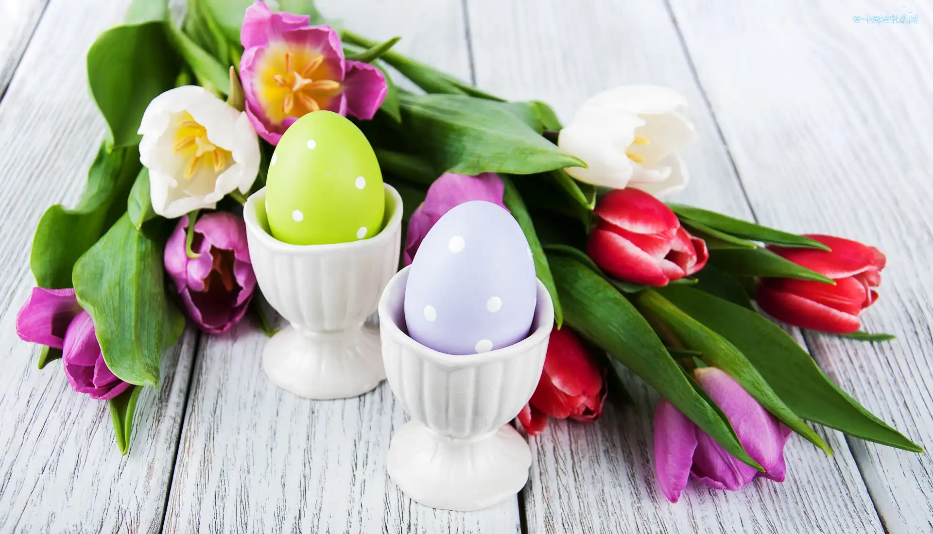 Tulipany, Kieliszki, Pisanki, Wielkanoc