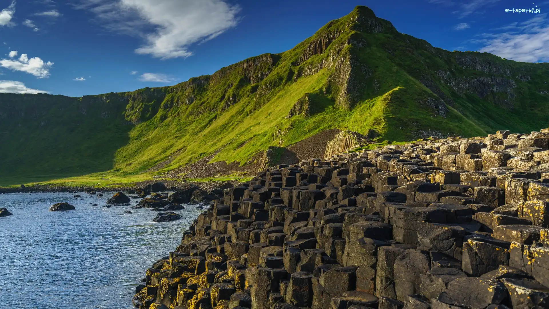 Grobla Olbrzyma, Góry, Irlandia Północna, Formacja Giants Causeway, Kolumny, Bazaltowe, Skały, Wzgórza, Wybrzeże, Hrabstwo Antrim