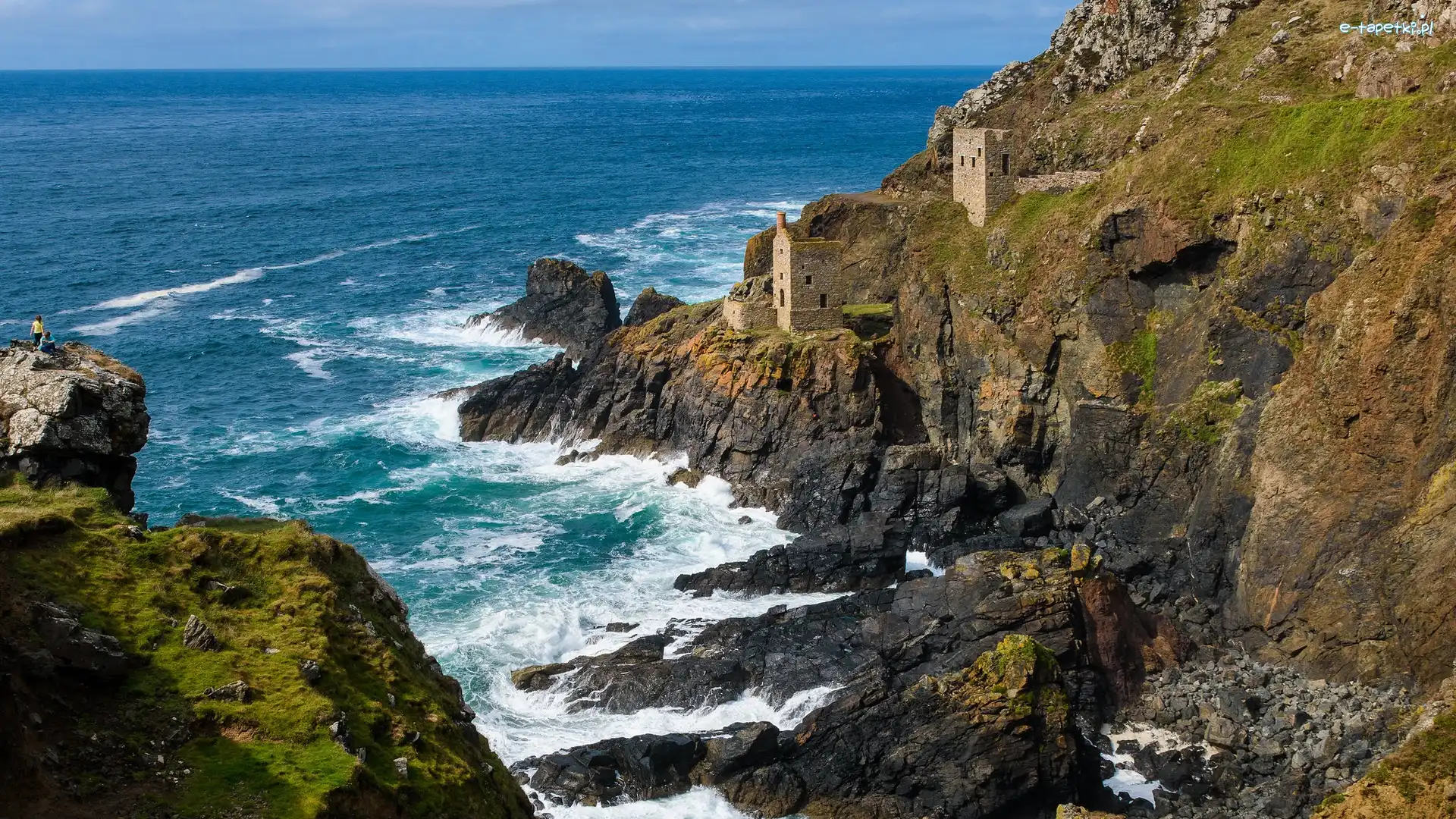 Botallack Mine, Kopalnie, Skały, Wybrzeże, Morze, Anglia, Kornwalia, Budowle, Botallack