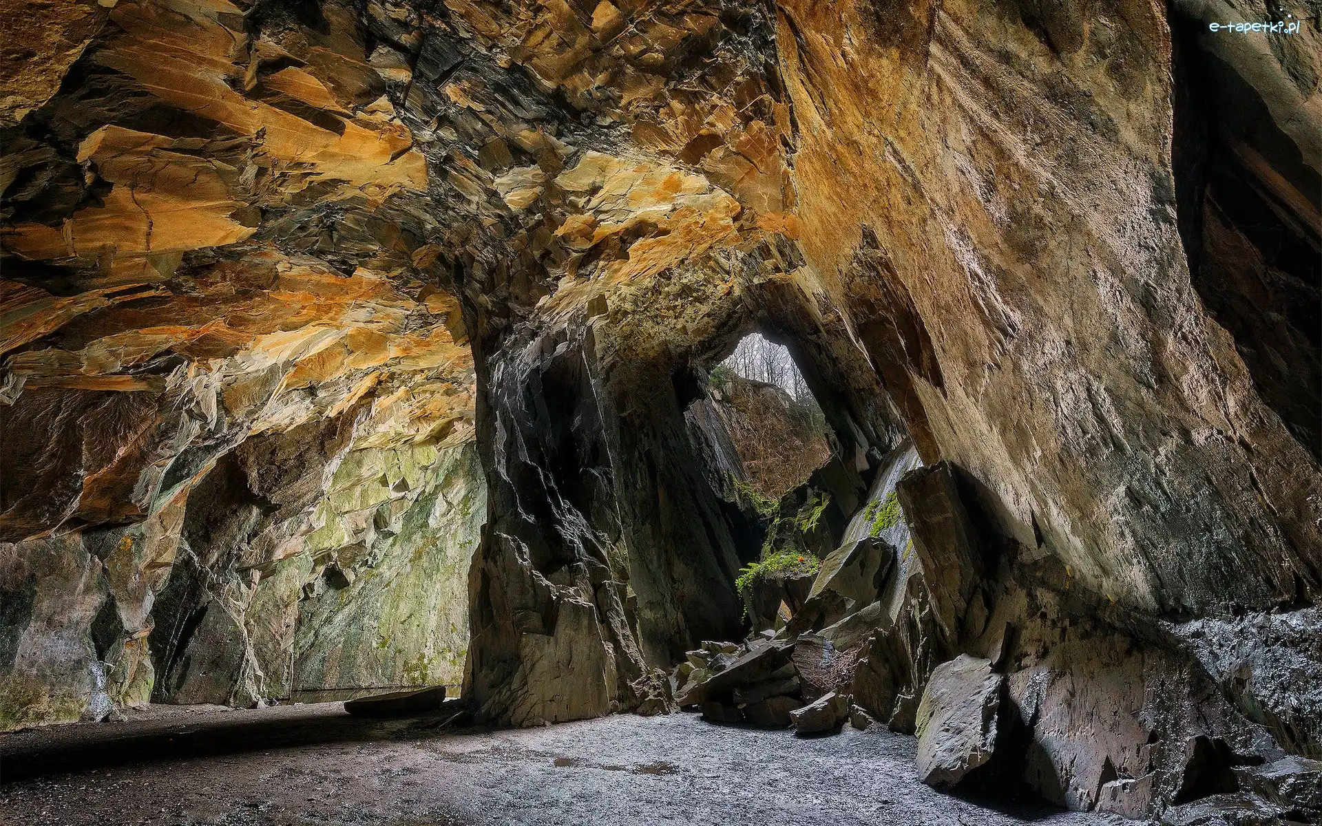 Anglia, Jaskinia Katedralna, Cathedral Cave, Grota, Skały, Kumbria, Park Narodowy Lake District