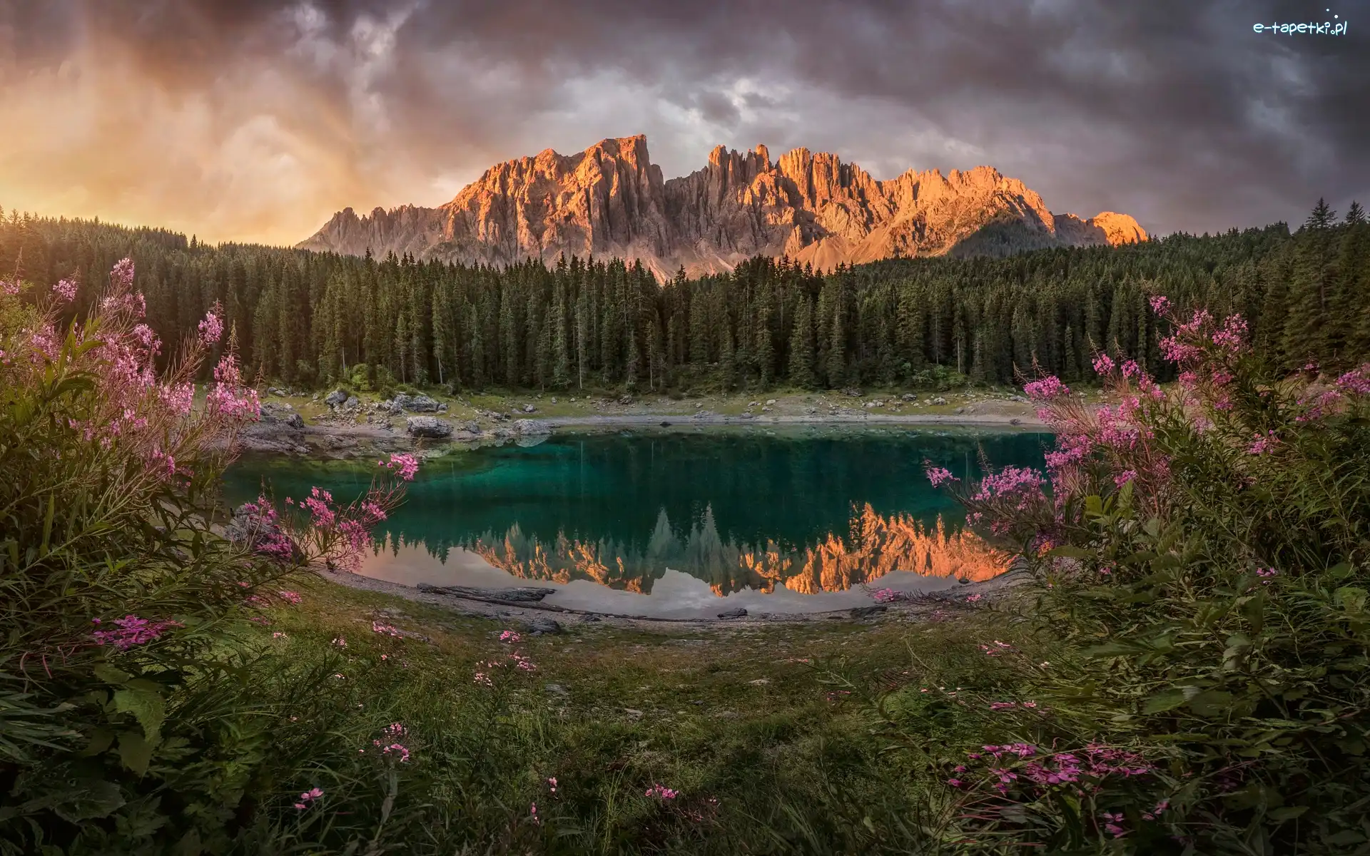 Włochy, Góry, Alpy, Lago di Carezza, Jezioro, Południowy Tyrol, Dolomity