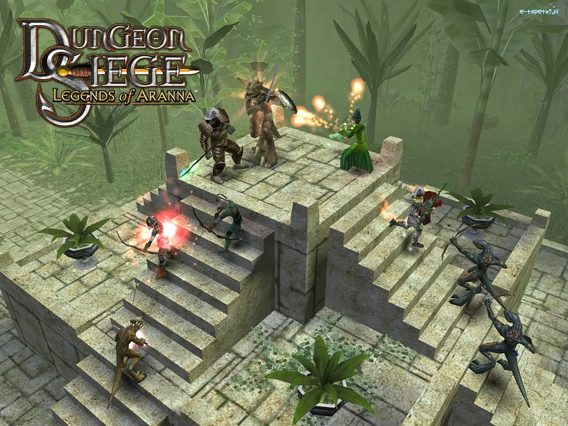 postacie, szczyt, schody, Dungeon Siege