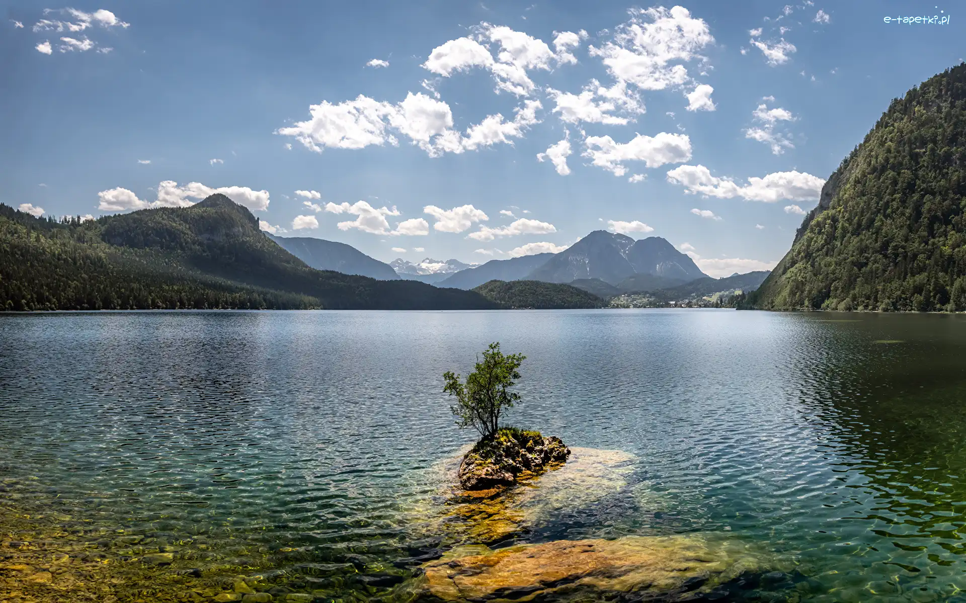 Góry, Styria, Jezioro Altausseer, Chmury, Altaussee, Las, Drzewa, Austria