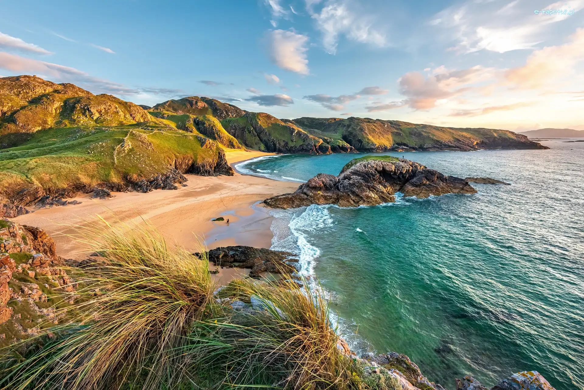Donegal, The Murder Hole Beach, Wybrzeże, Irlandia, Plaża, Morze