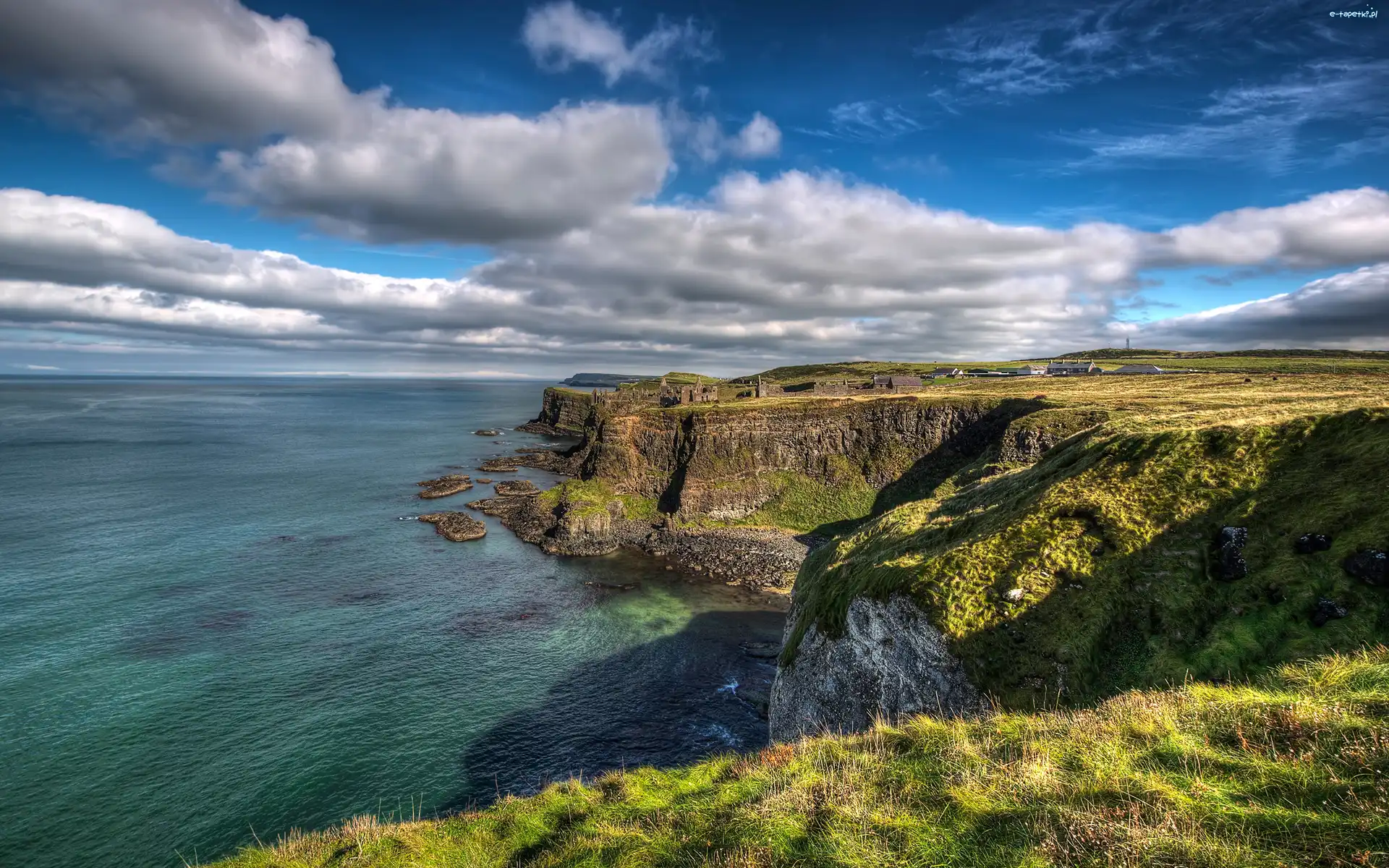 Skały, Wybrzeże, Klify, Morze, Hrabstwo Antrim, Irlandia Północna